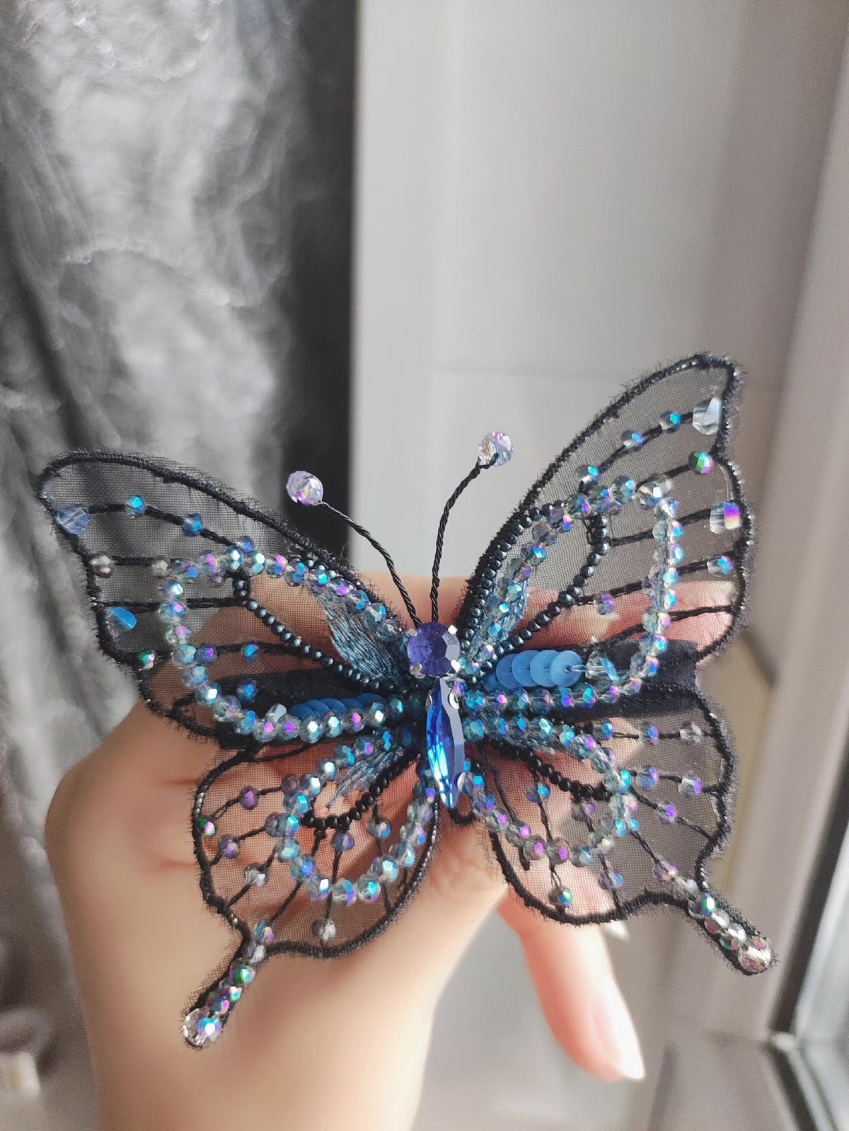French Embroidered Butterfly Hair Clip