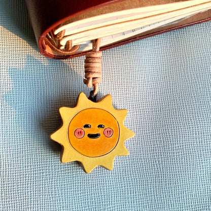 Hand-Painted Leather Girl and Sun Bag Charms