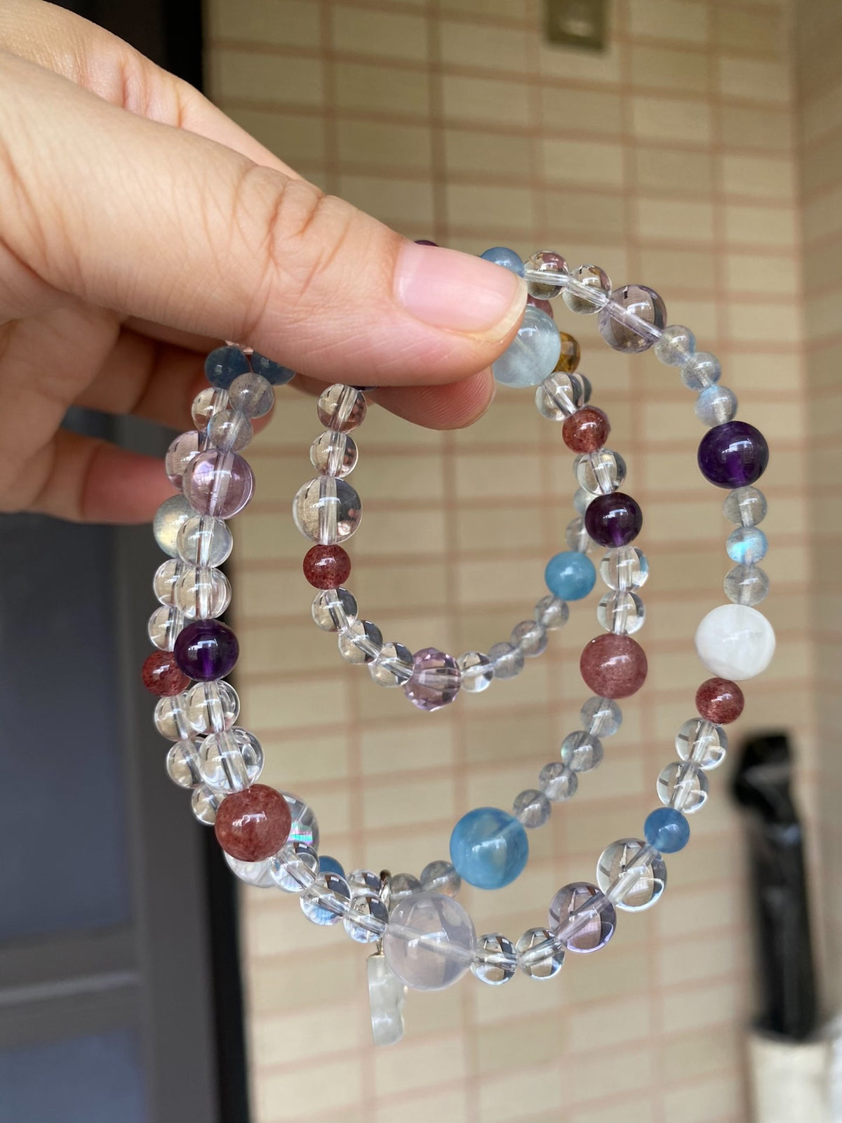 Crystal Multi Gemstone Bracelet Labradorite Aquamarine