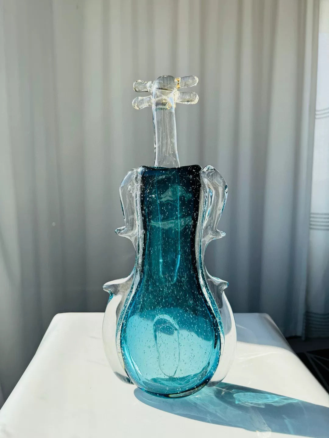 Teal Blue Glass Instrument Sculpture