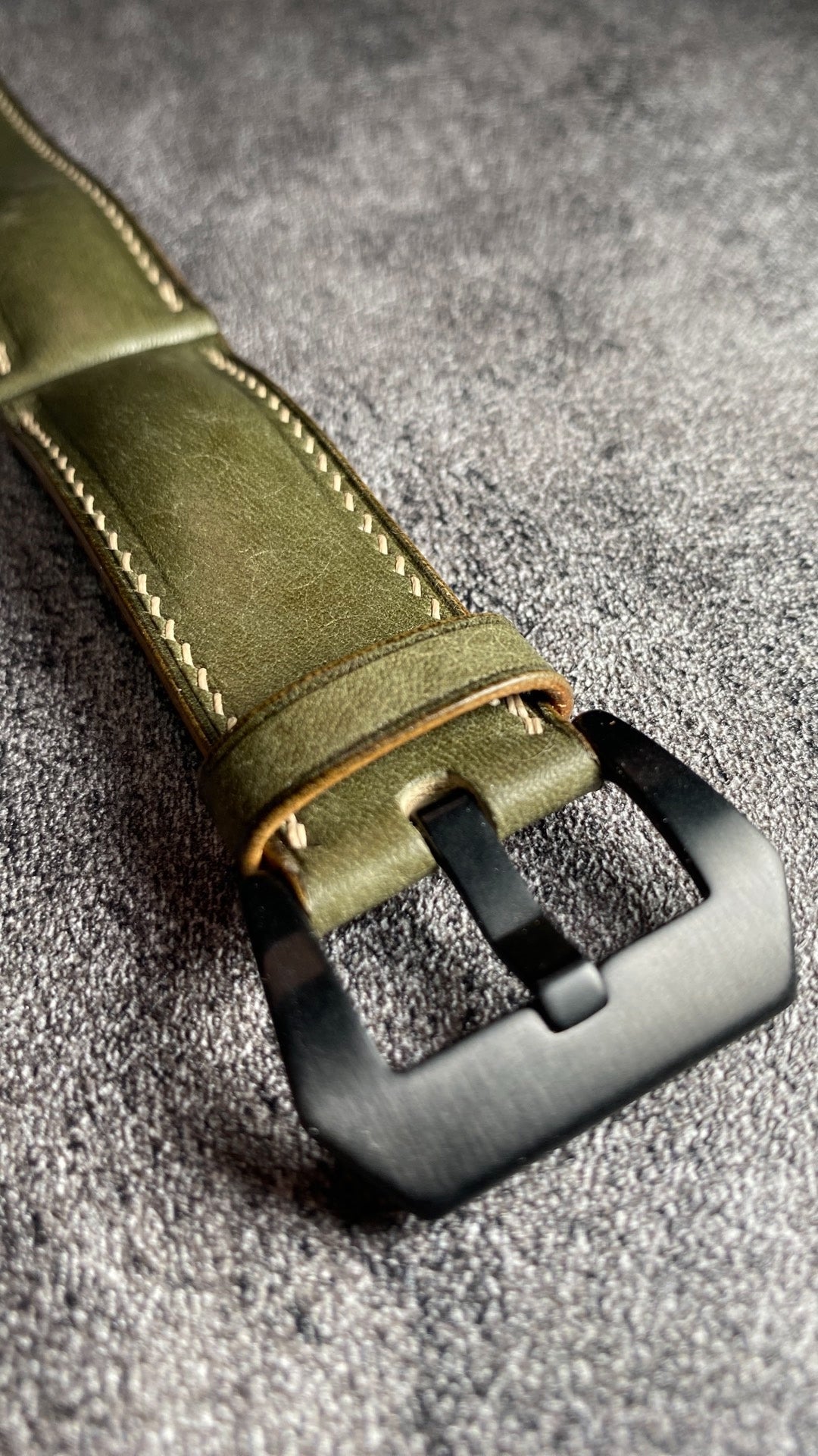 Handcrafted Olive Leather Watch Strap