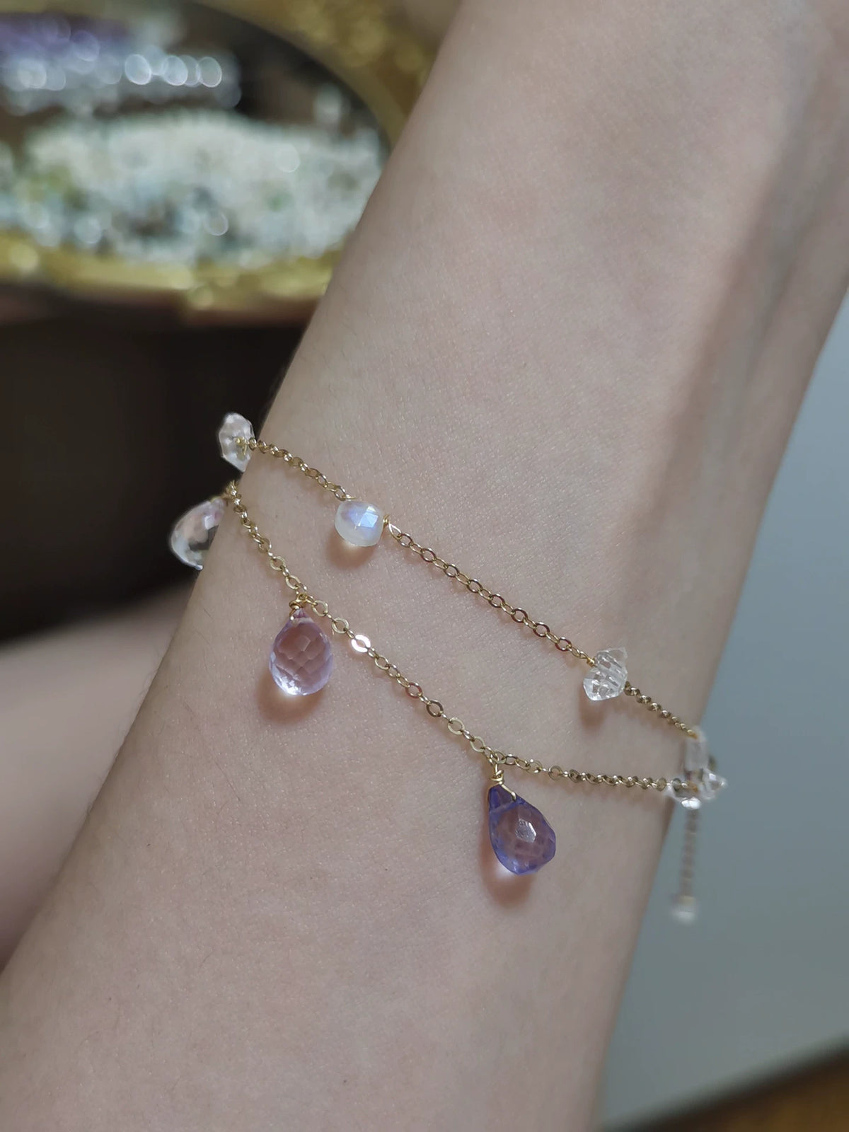 Adjustable Gold Filled Gemstone Bracelet