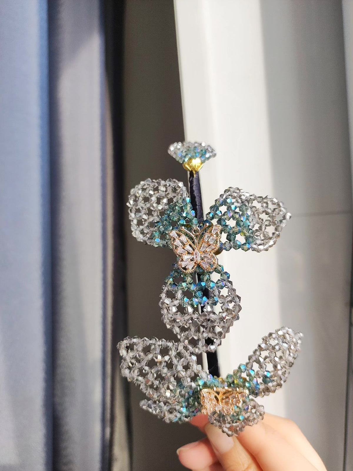 Crystal Bead Butterfly Headband Hair Accessory