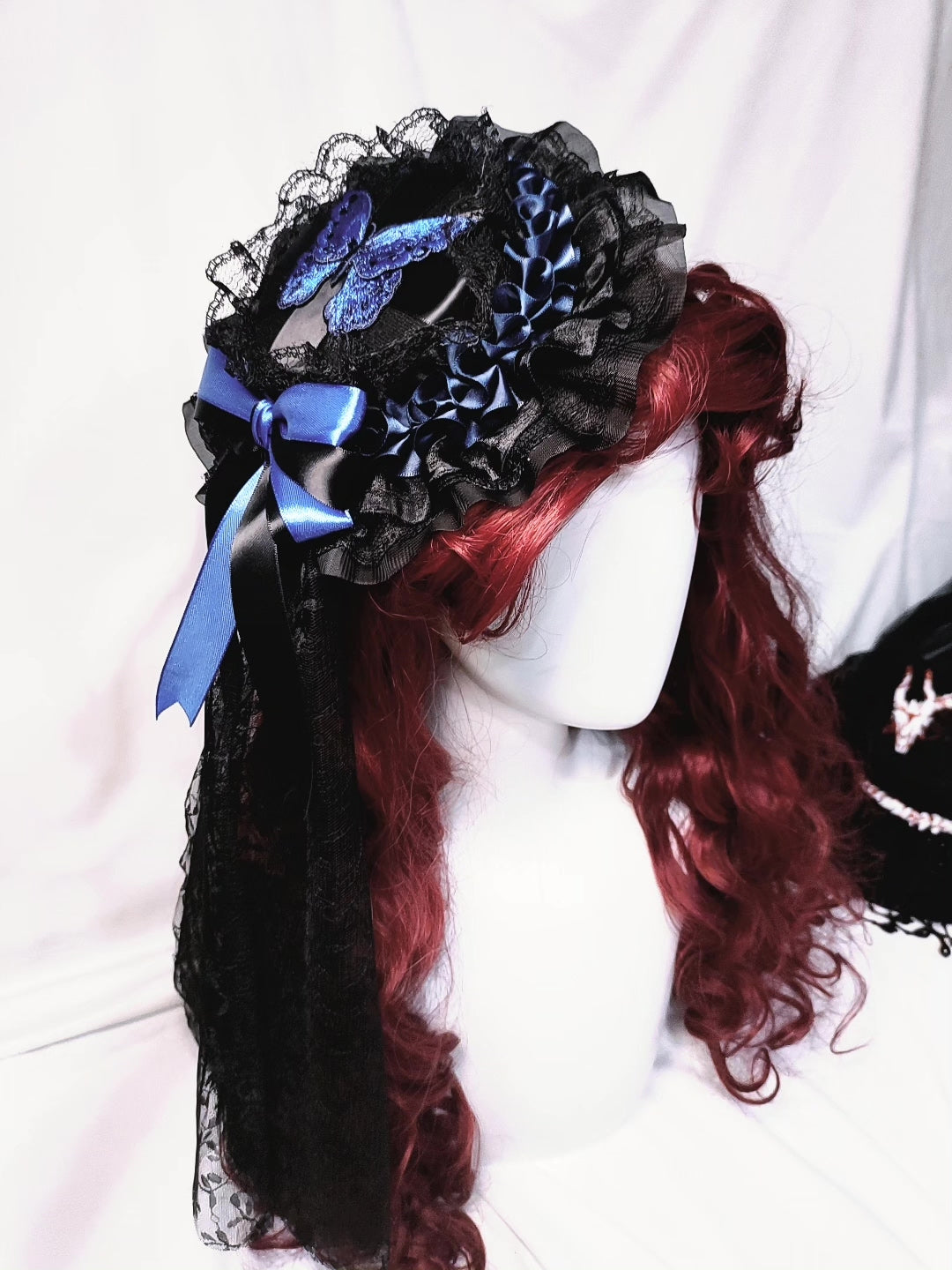 Gothic Butterfly Handmade Trailing Blue Mini Hat