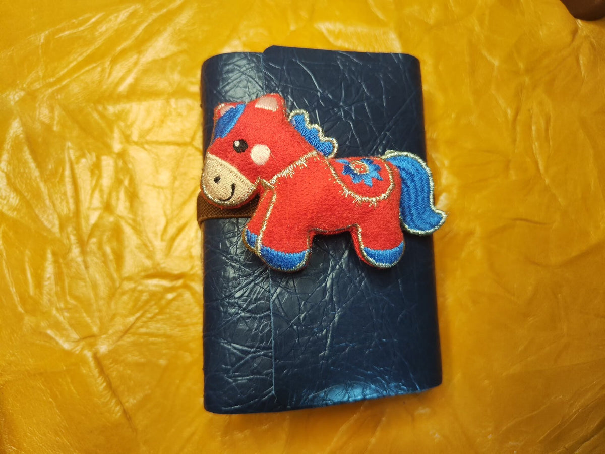 ハンドメイド ブルーレザー 馬のノートブック