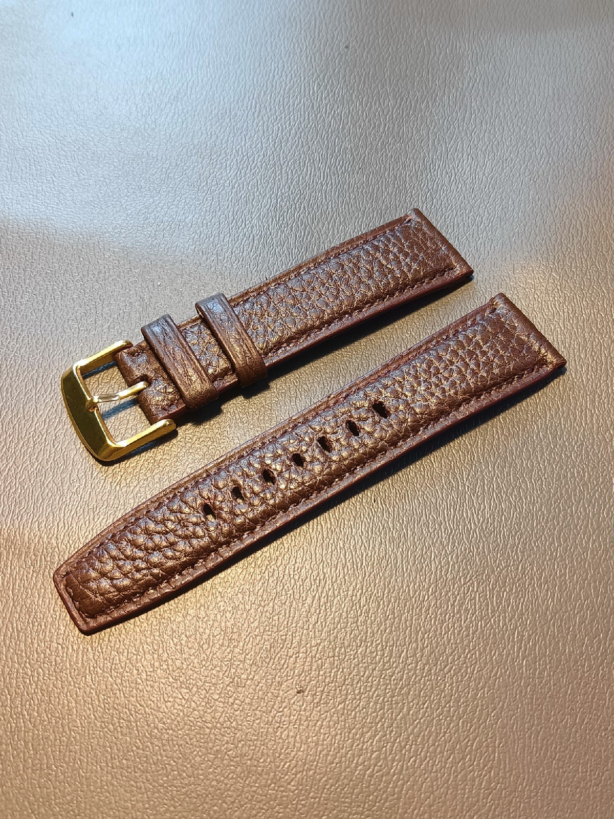 Brown Togo Leather Watch Strap 22mm