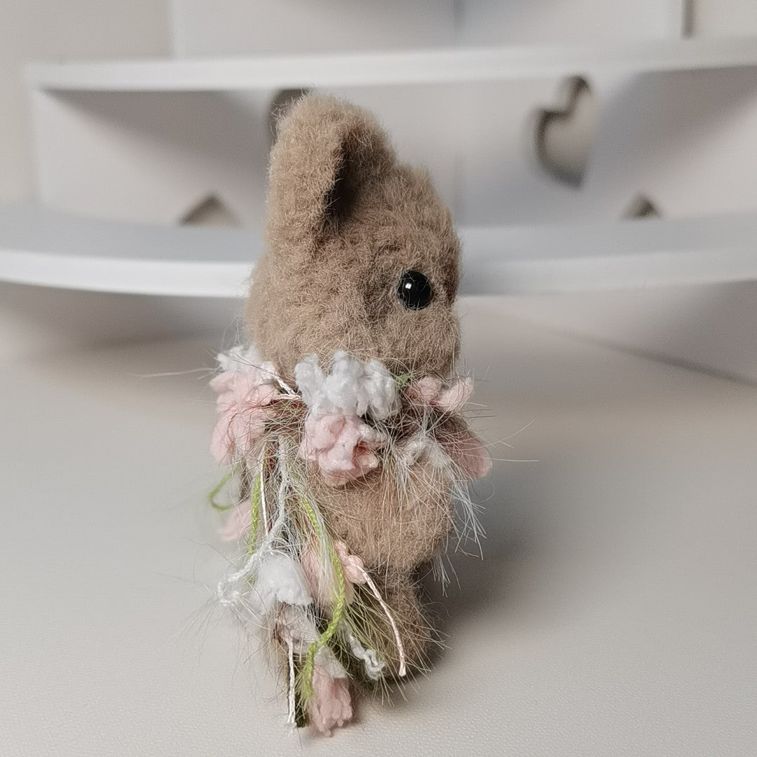Light Brown Chenille Pipe Cleaner Rabbit Figurine