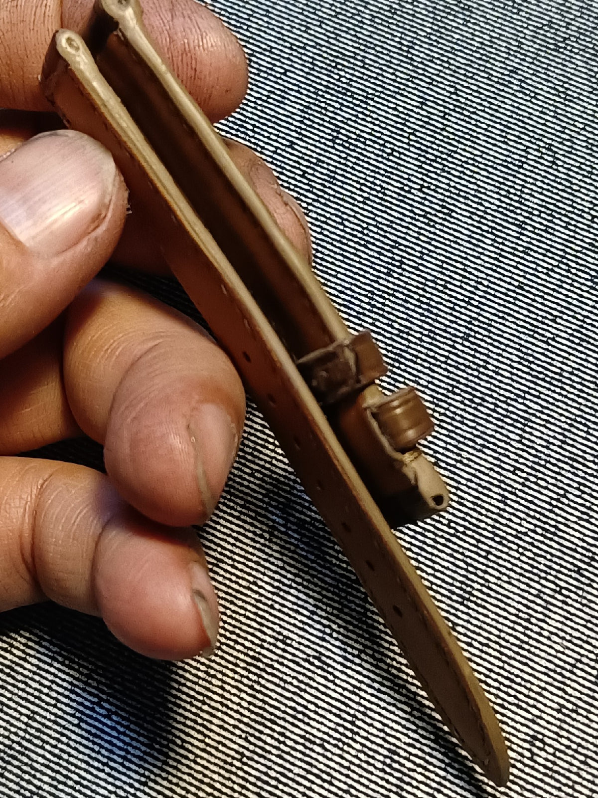 Khaki Crocodile Leather Watch Strap 18mm