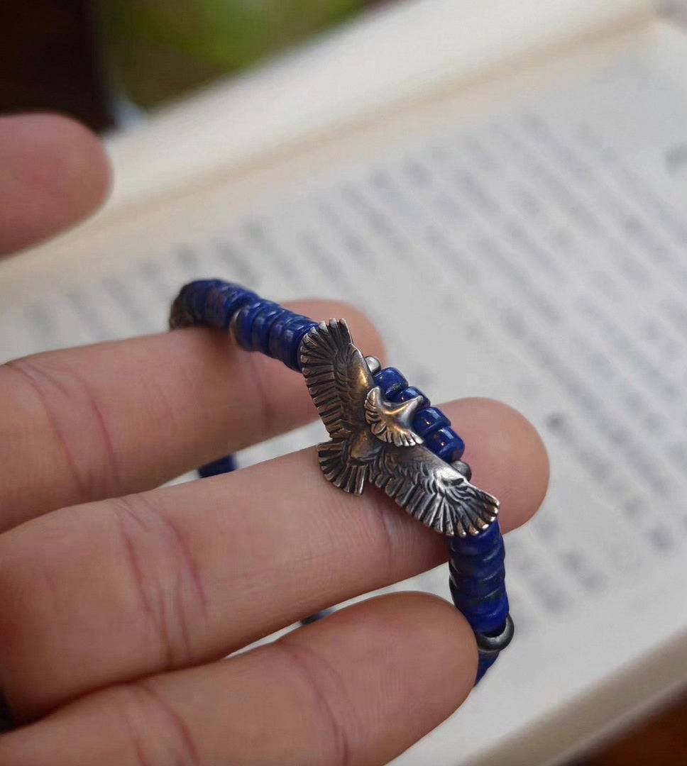 Pulseira Águia de Lápis-Lazúli em Prata 925