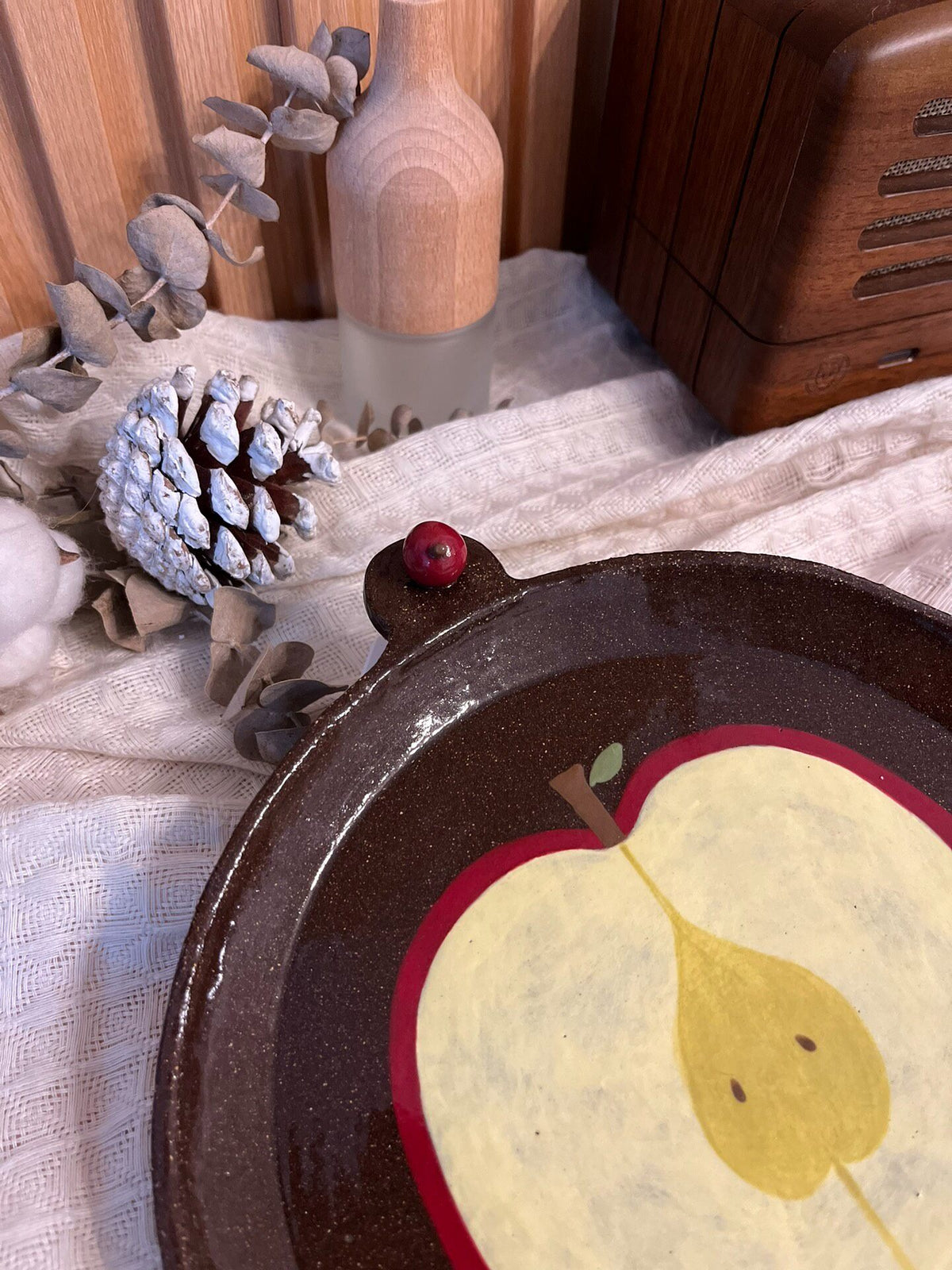 Handmade Black Clay Apple Plate