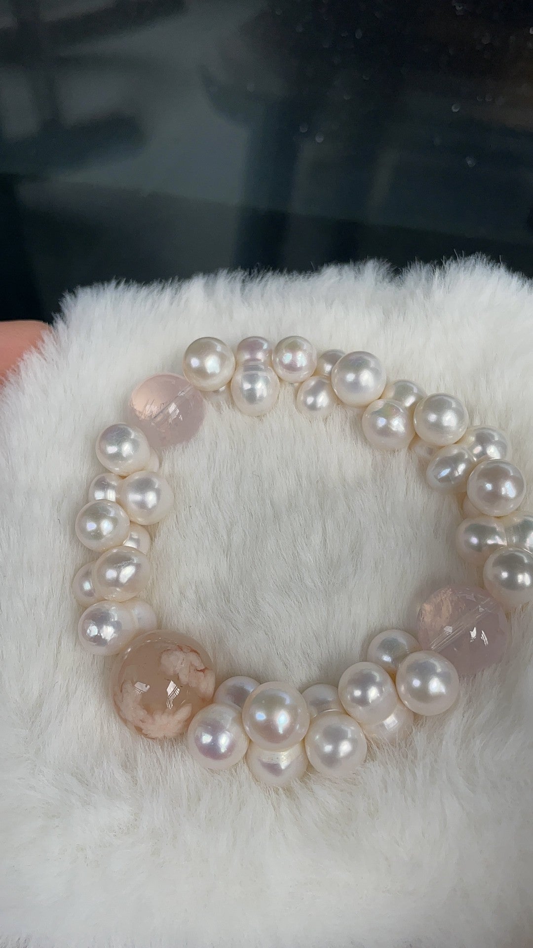 Barockperlen-Armband mit Rosenquarz-Perlen