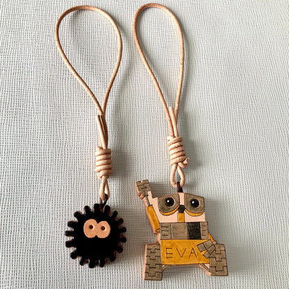 Handcrafted Leather Charms Set – Robot and Spherical Creature