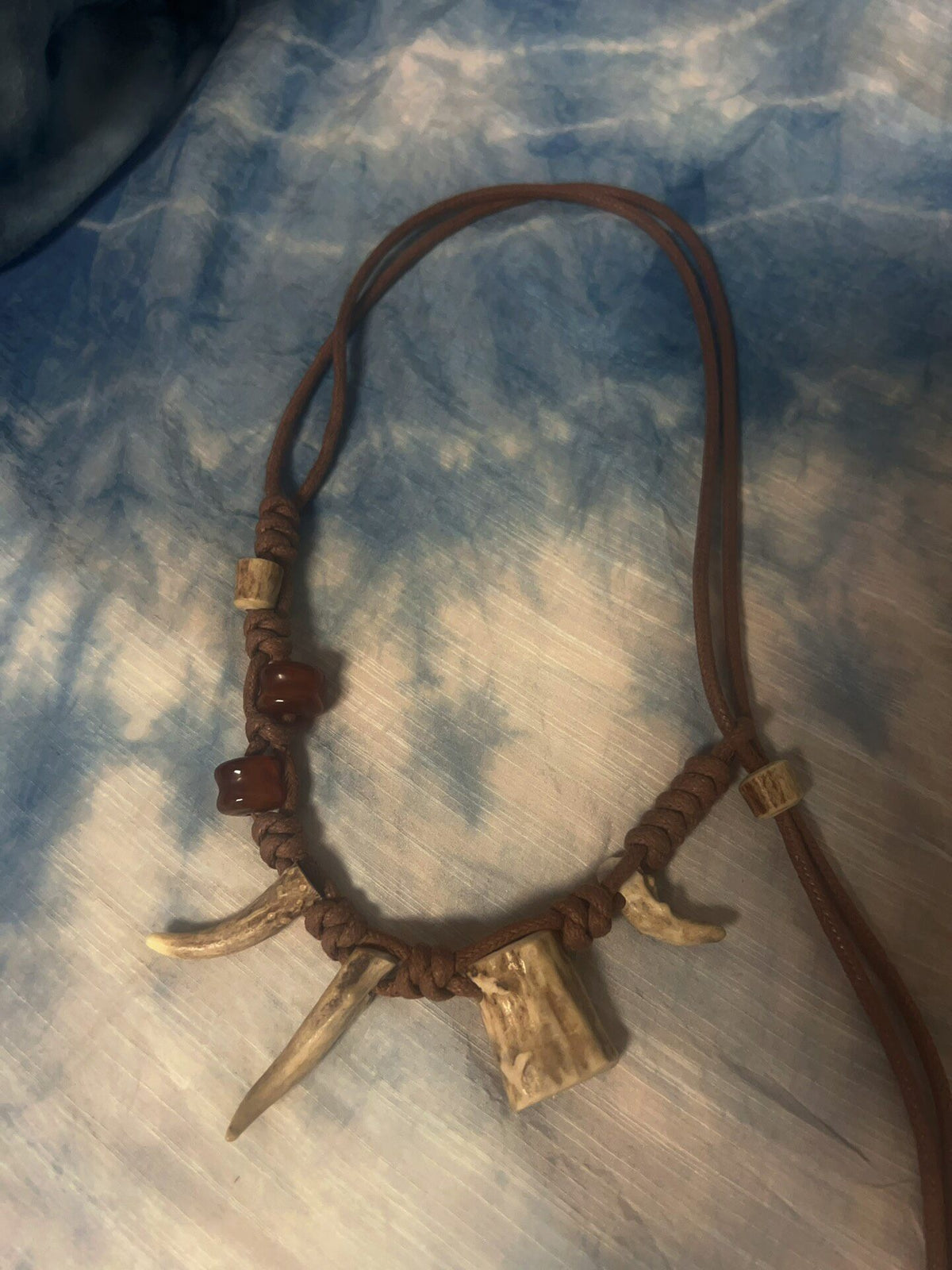 Handcrafted Antler Necklace with Agate Beads