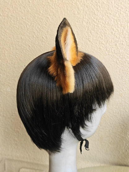 Handmade Red Fox Ears, Realistic Faux Fur, 9cm Height