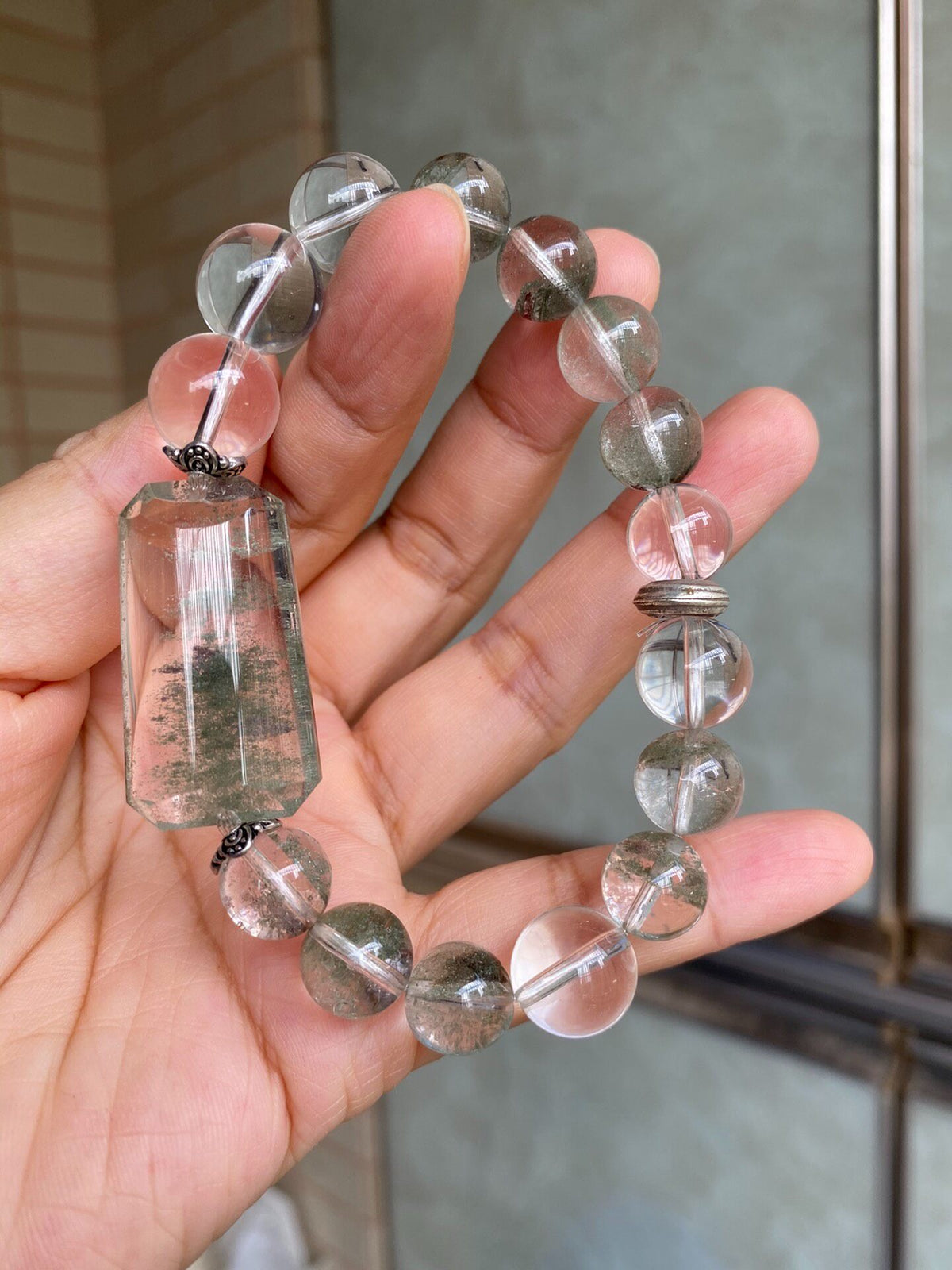 Green Phantom Quartz Beaded Bracelet