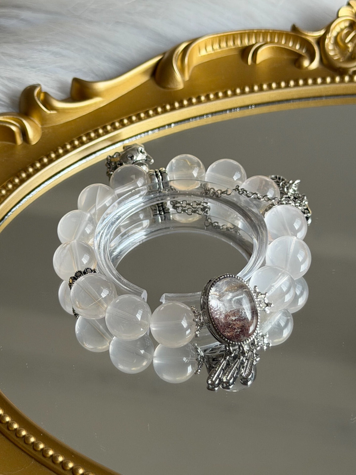Bracelet en quartz blanc laiteux 13 mm