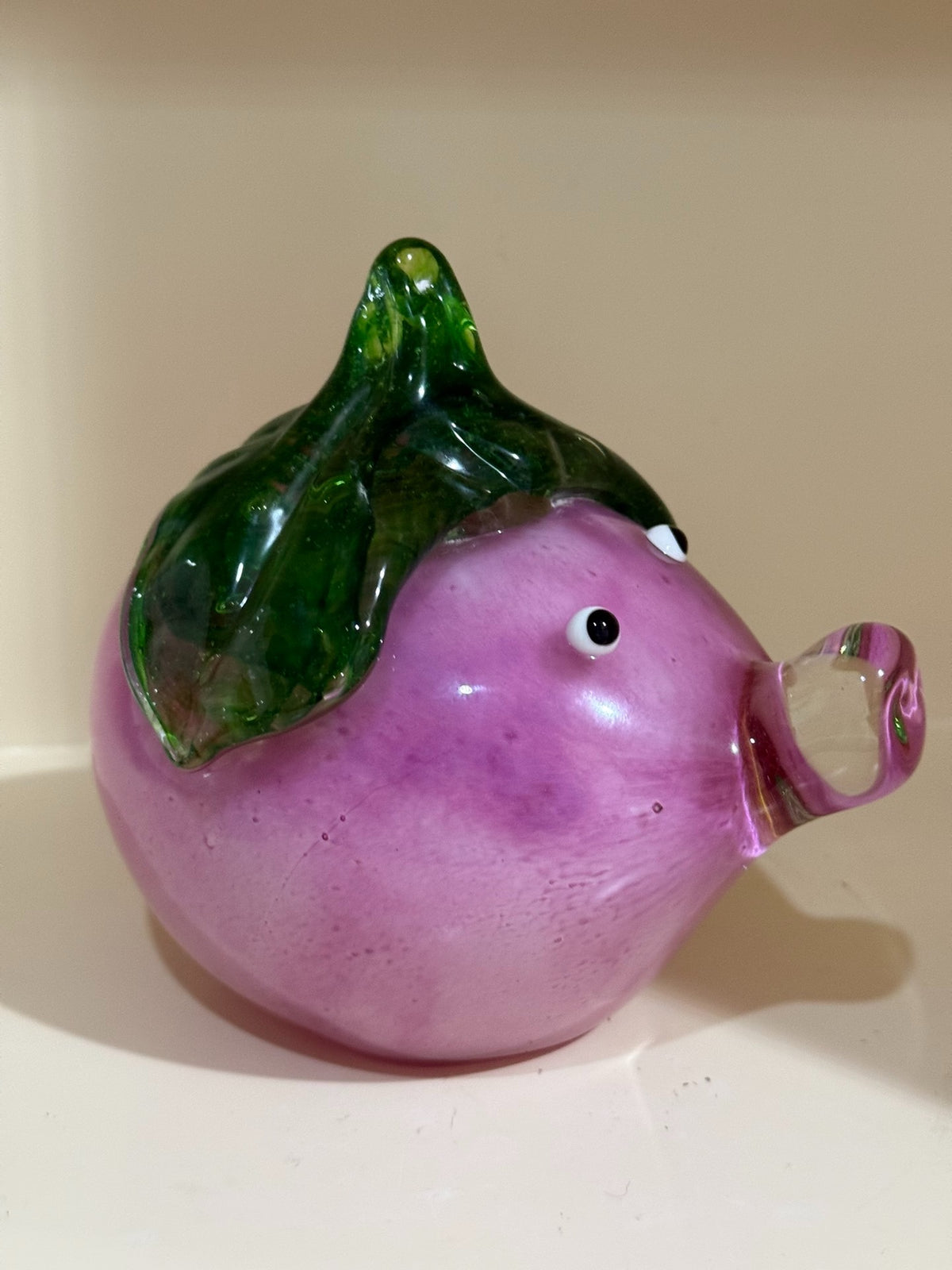 Vintage Purple Glass Pig Figurine