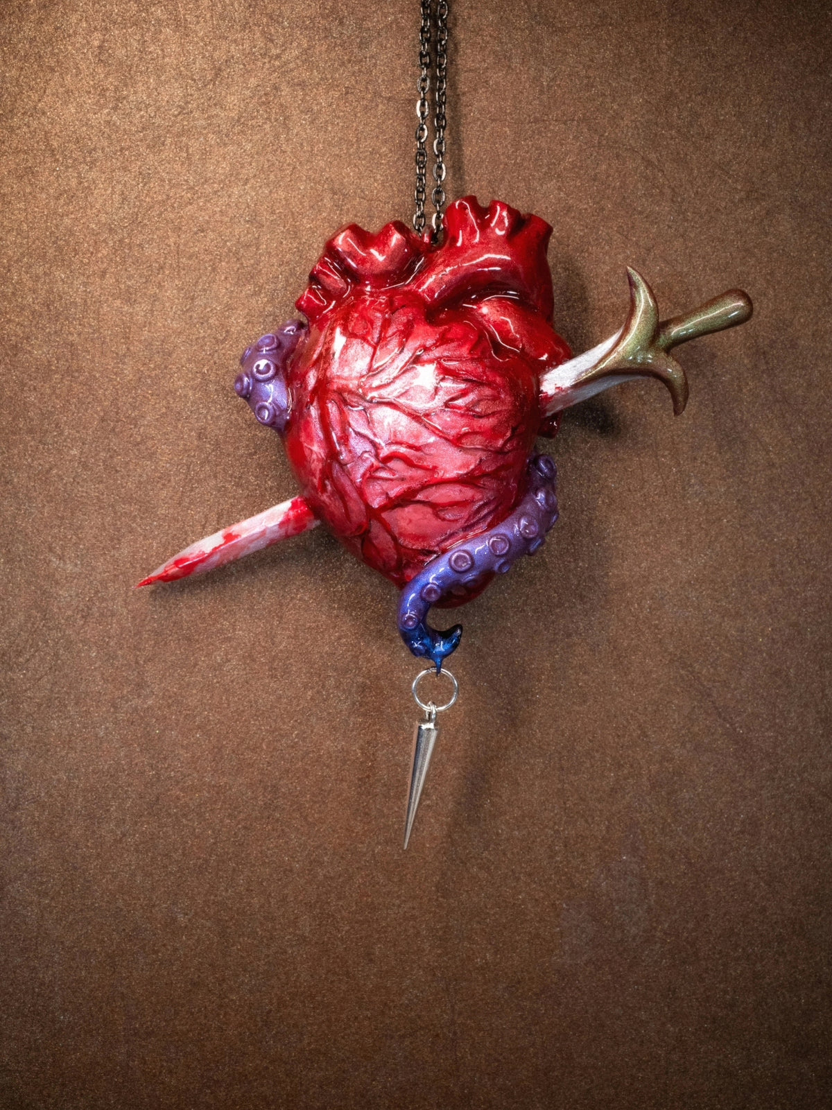 Anatomical Heart Dagger Tentacle Pendant Necklace