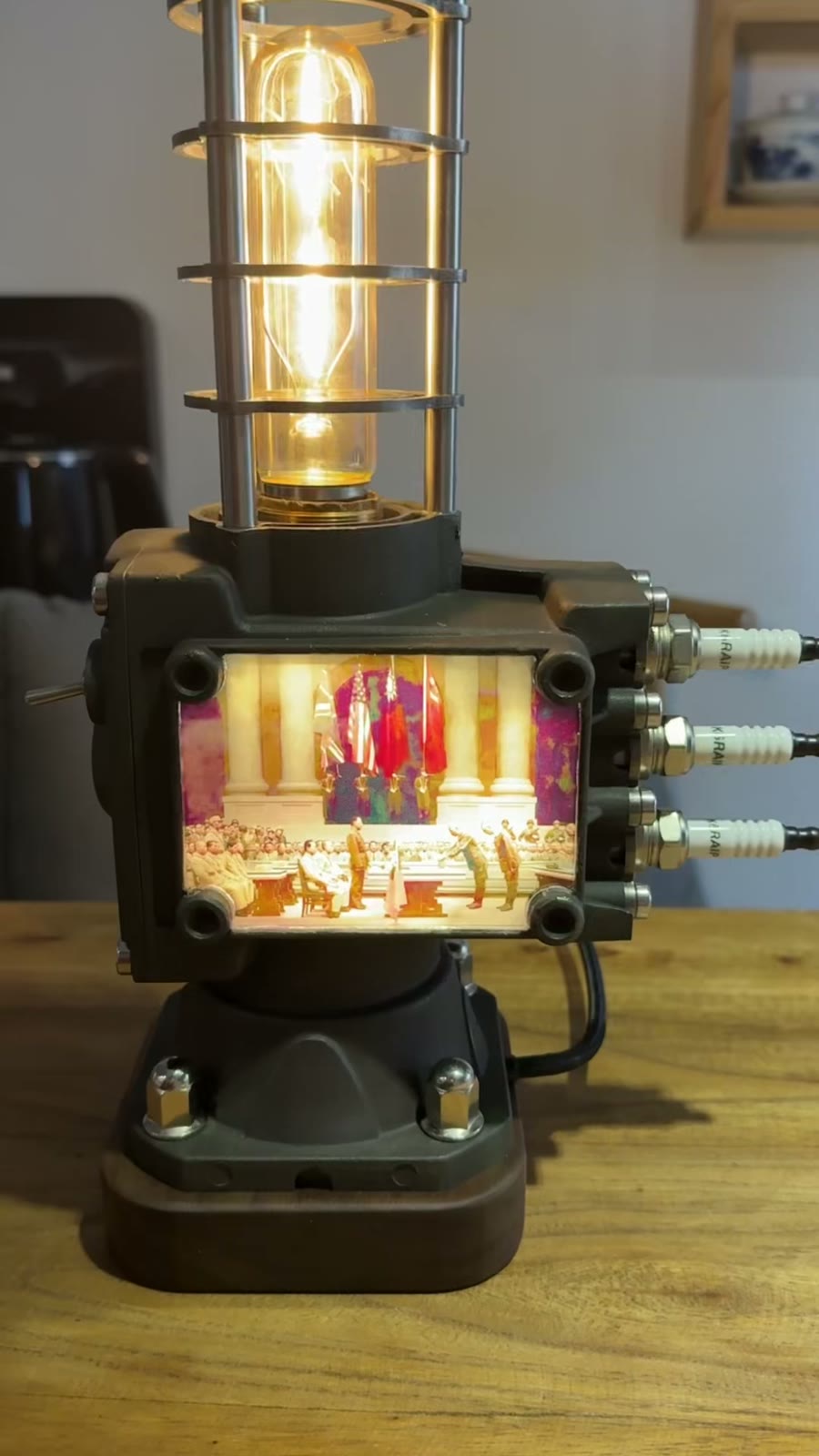 Vintage Crankcase Lamp Olive Green