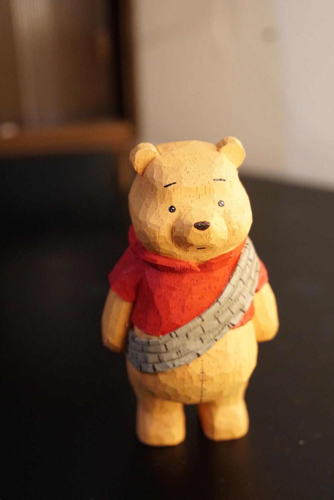 Hand Carved Wooden Winnie the Pooh Sculpture