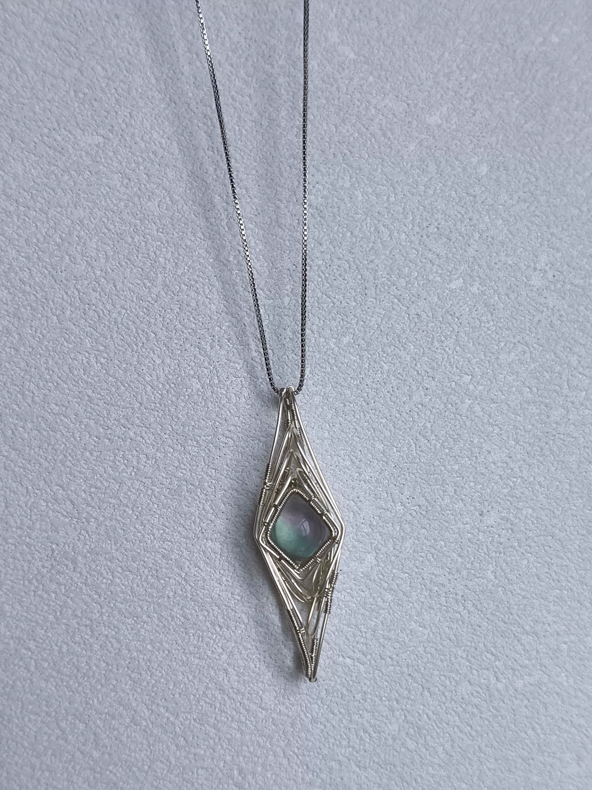 Handmade Wire Wrapped Fluorite Pendant Necklace