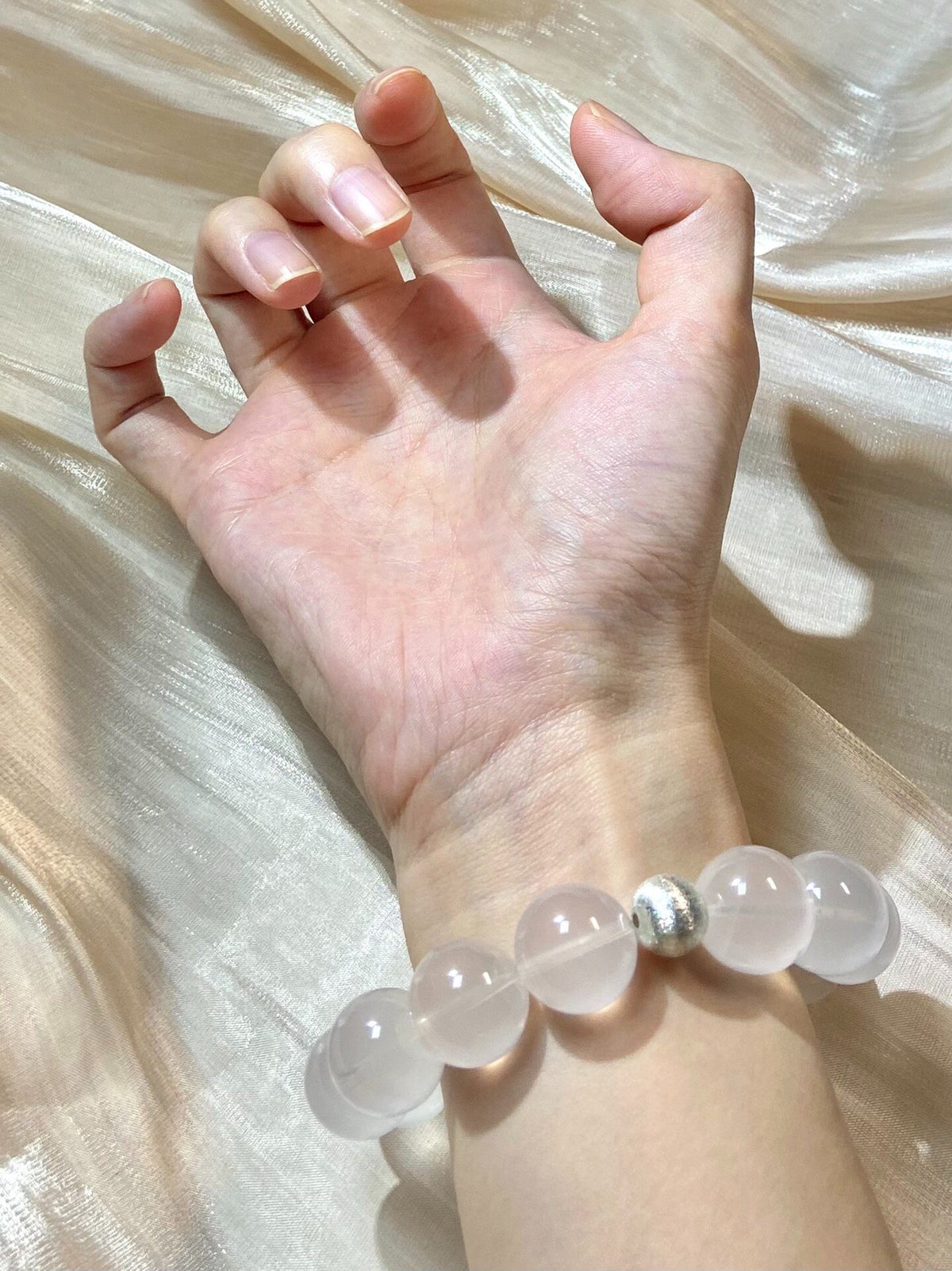 Natural Milk White Crystal Beaded Bracelet