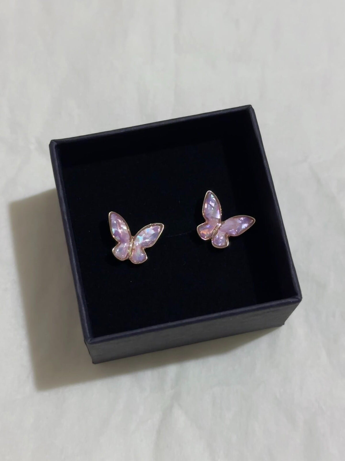 Iridescent Butterfly Stud Earrings S925 Silver