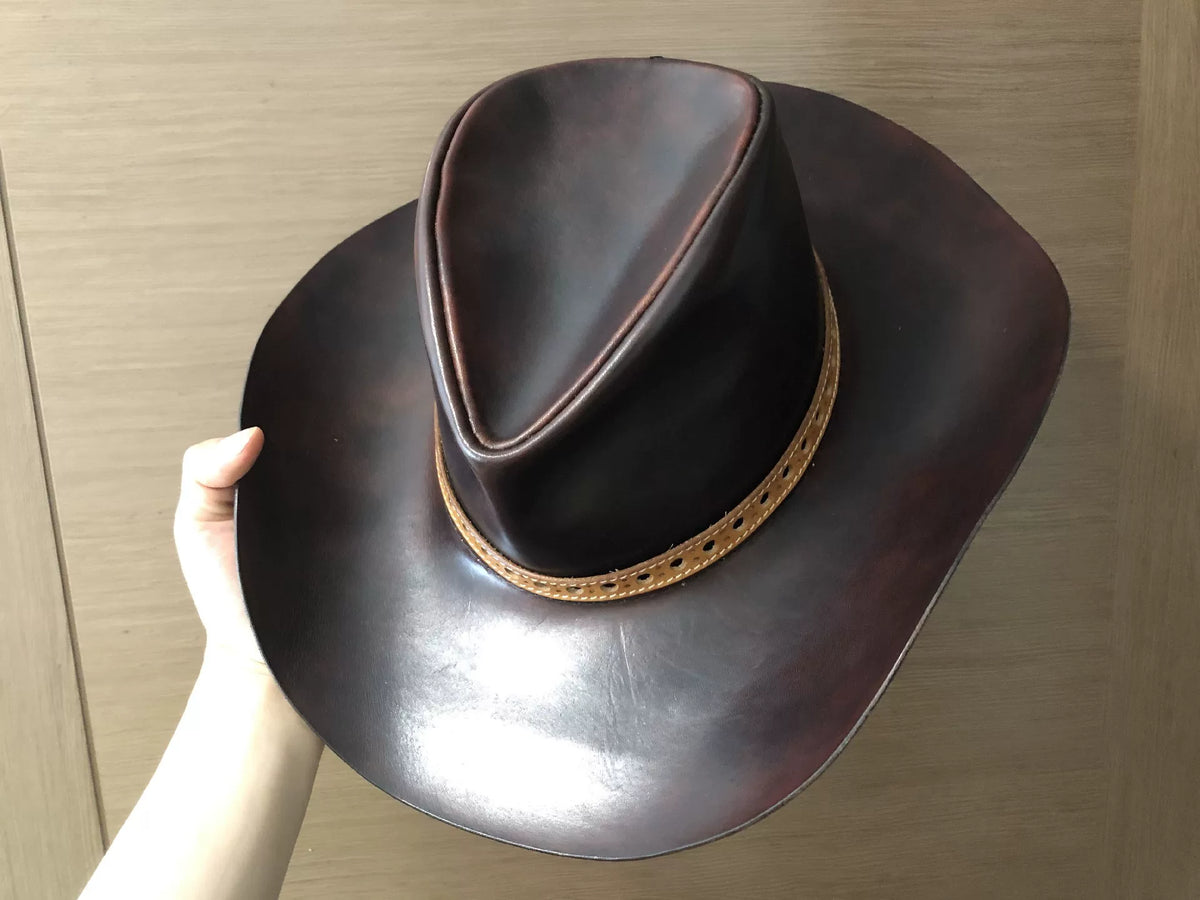 Sombrero vaquero western artesanal de cuero curtido vegetal