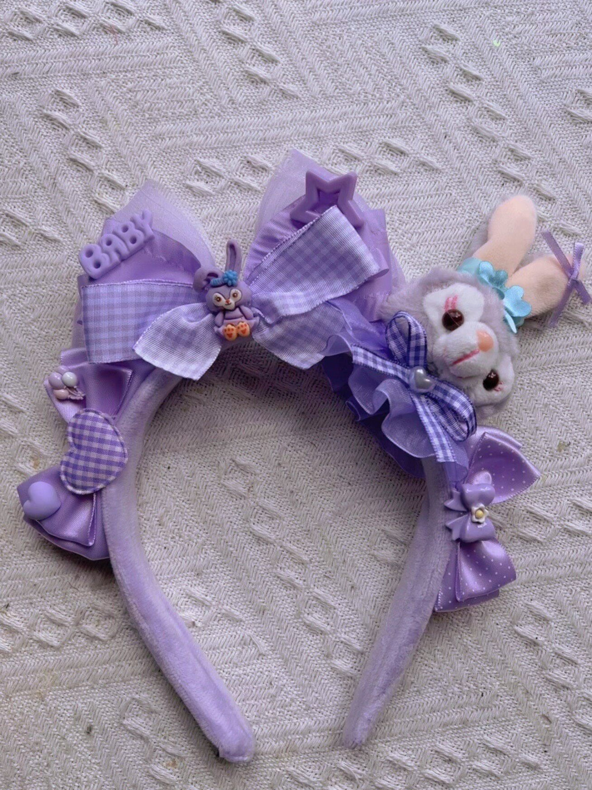 Purple Bunny Ear and Doll Plush Headbands