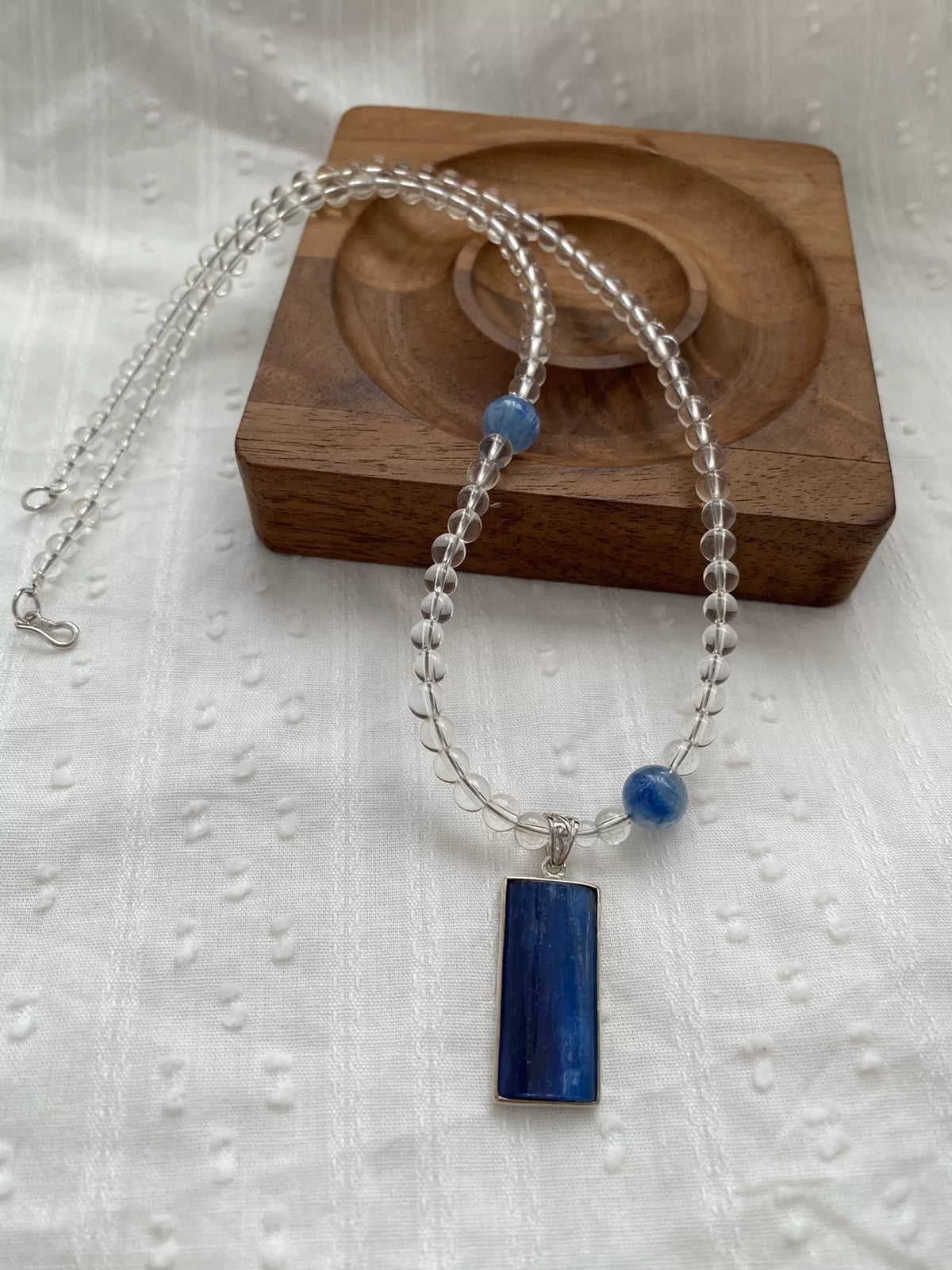 Collana Cianite e Cristallo Bianco Argento S925