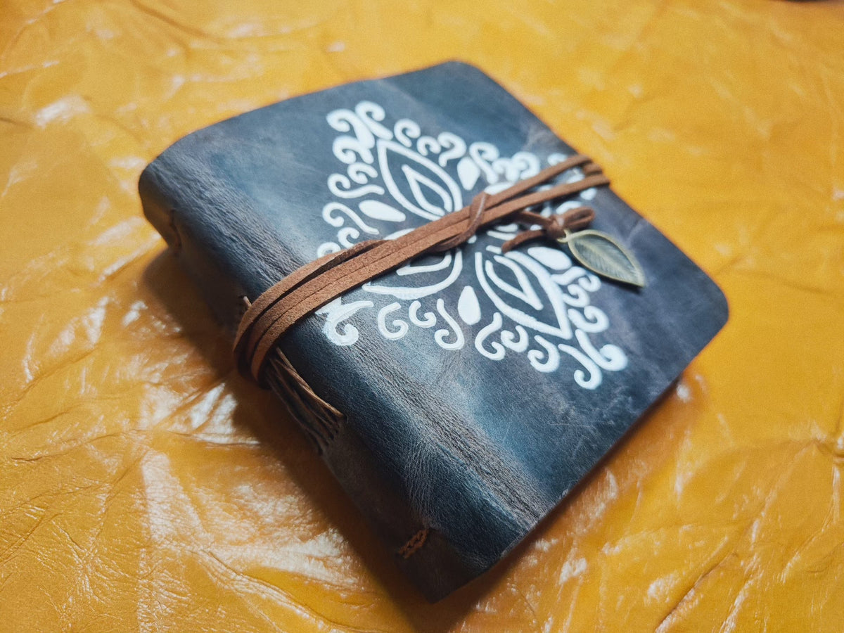 Cowhide Leather Journal with Mandala Pattern