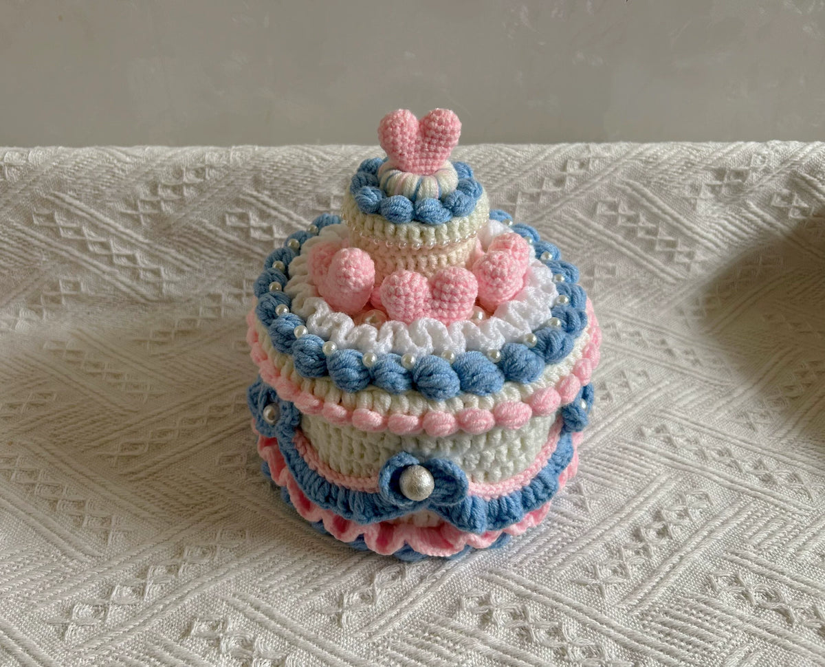 Scatola Contenitore Torta con Cuore Rosa e Azzurro
