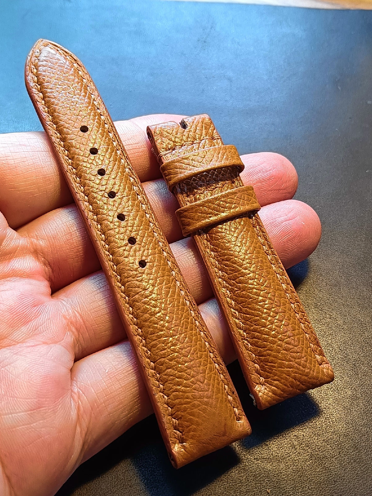 Hand Stitched Epsom Leather Watch Strap 21mm