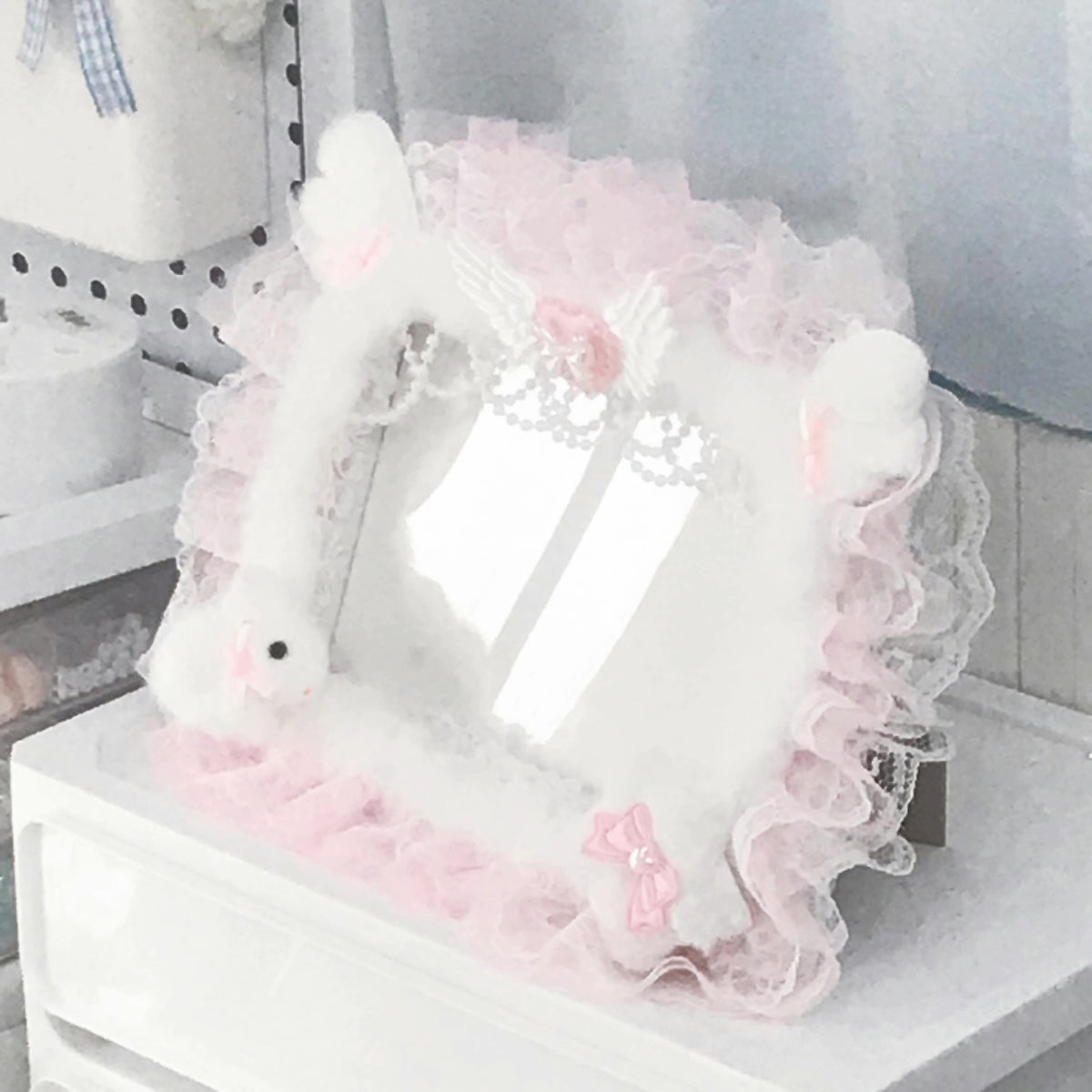 Lace Rabbit Plush Photo Frame