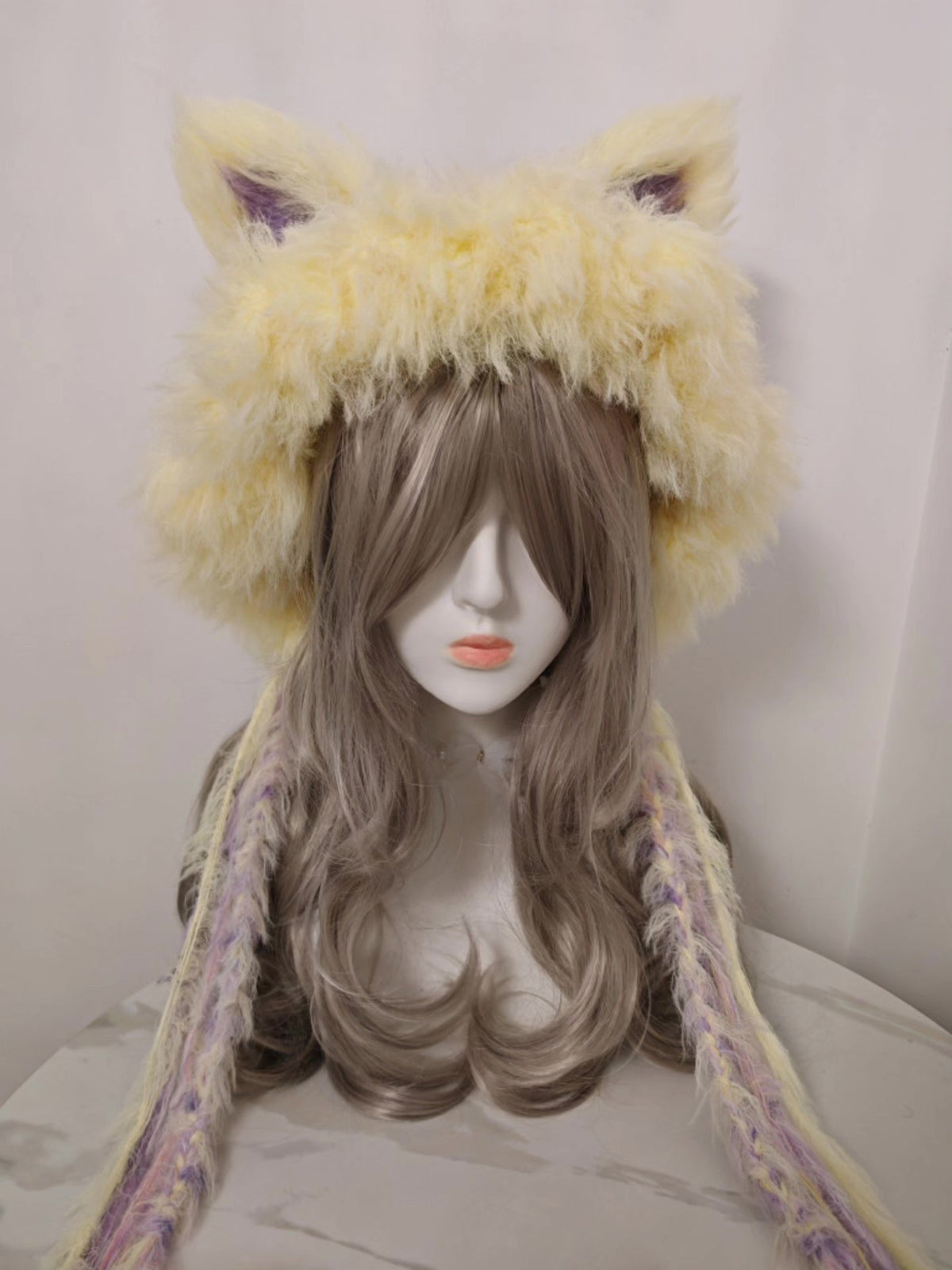 Fox Hat with Braided Tassels
