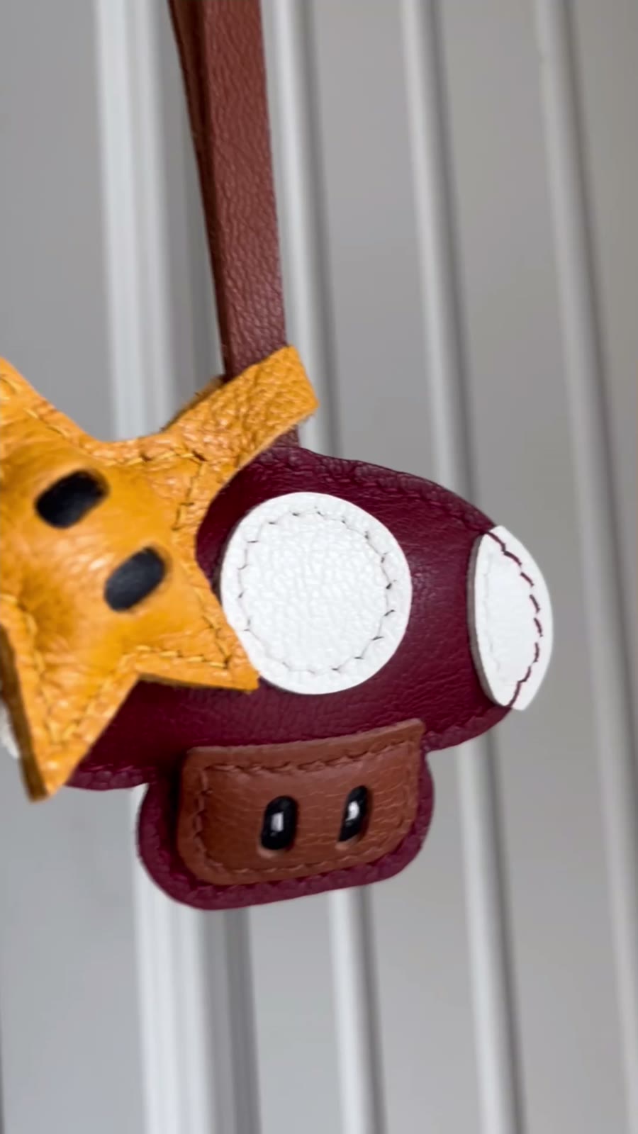 Leather Mushroom Pendant with Star