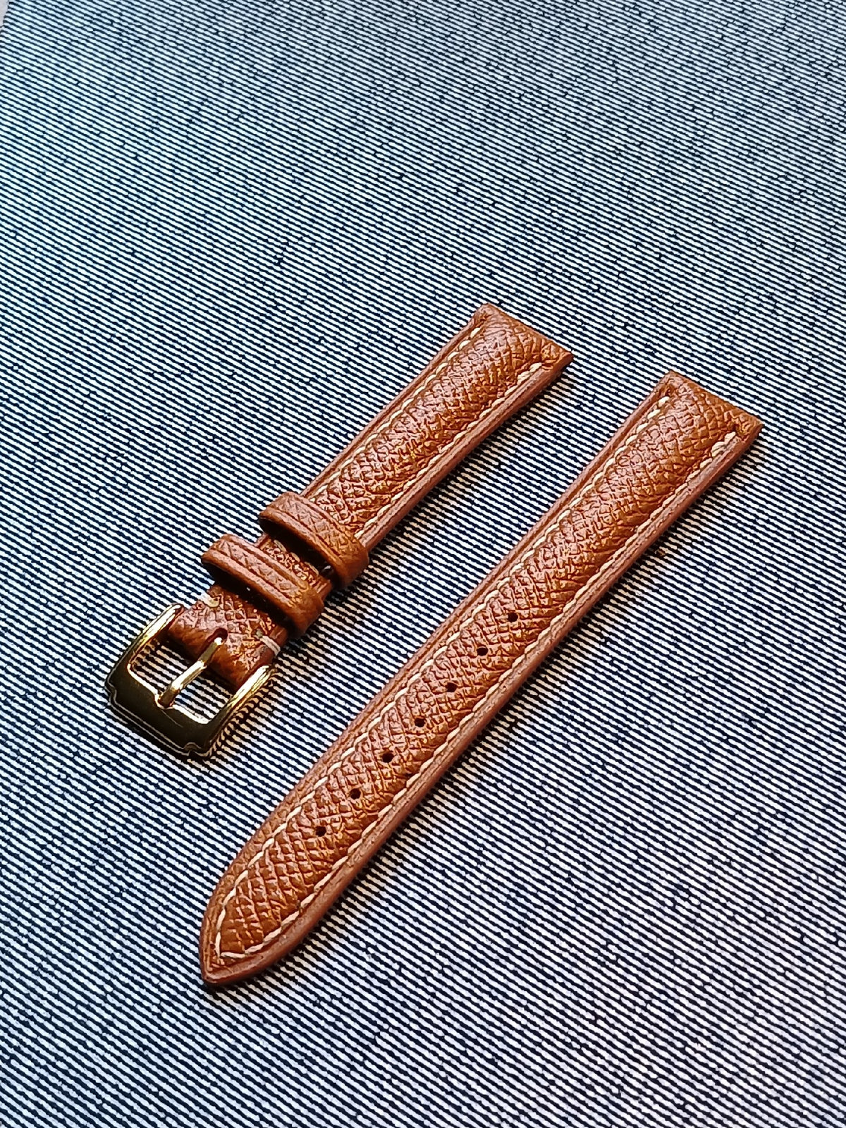 Handmade Leather Watch Strap Gold Brown