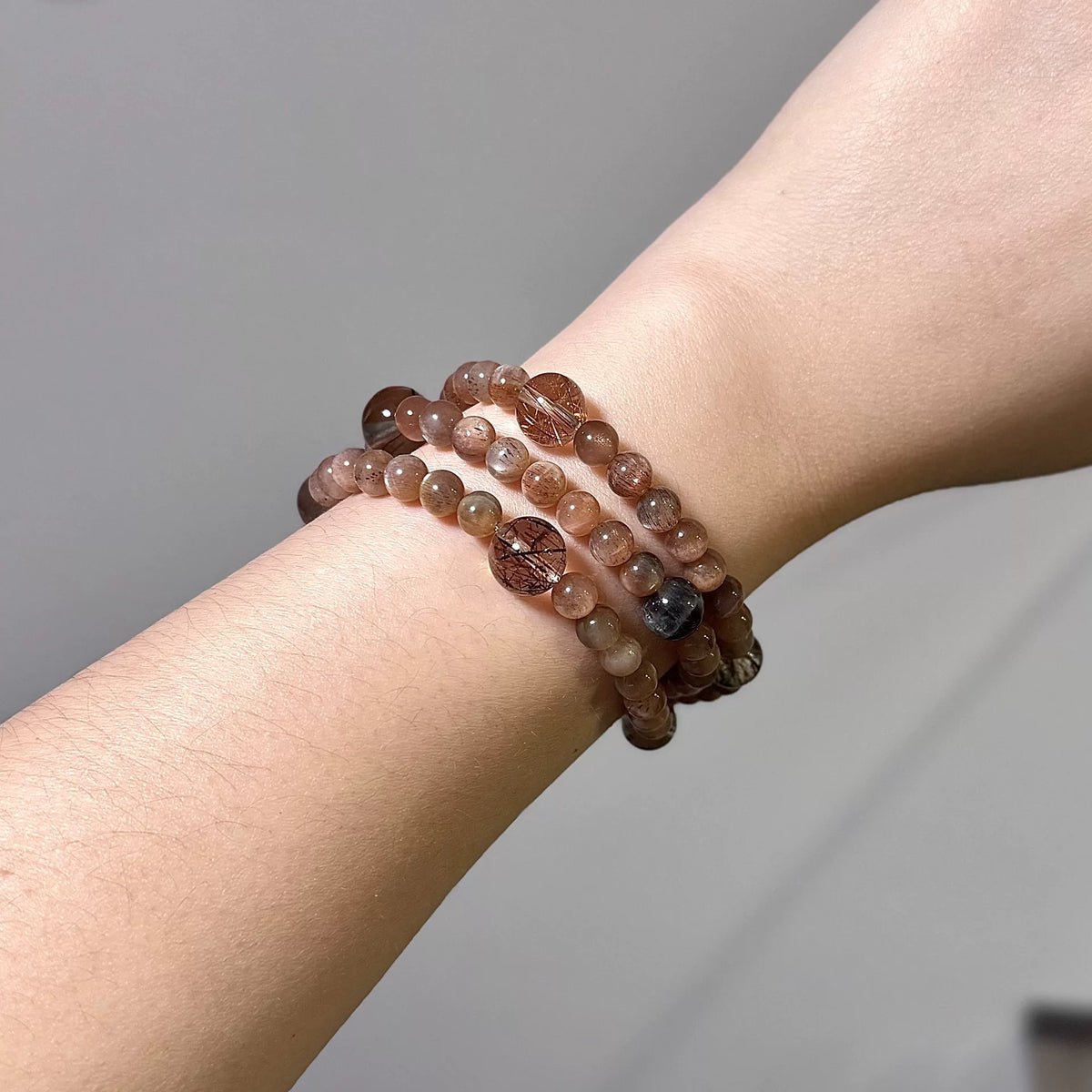 Black Gold Super Seven Three Strand Crystal Bracelet