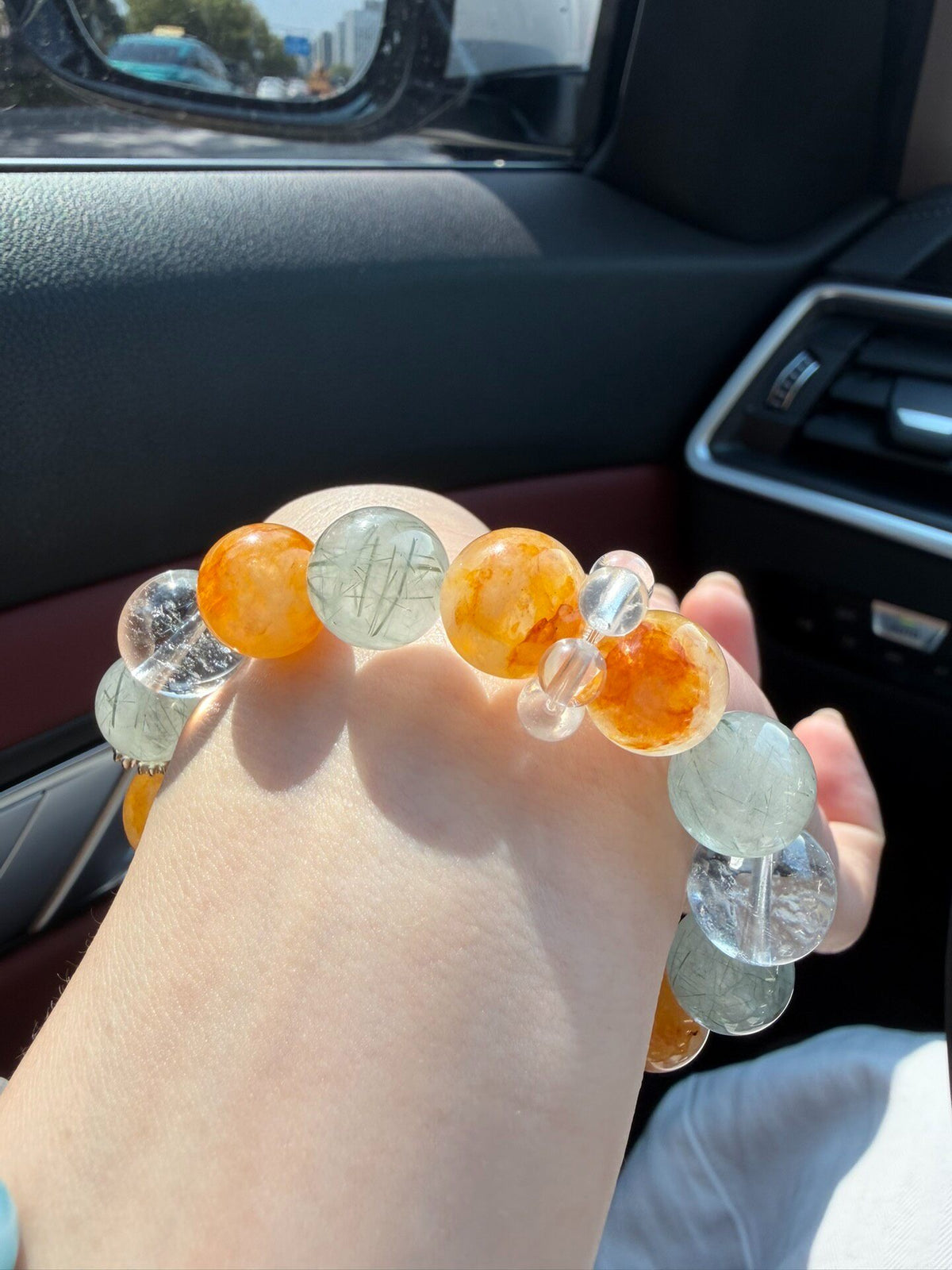 Green Rutilated Quartz Crystal Bracelet