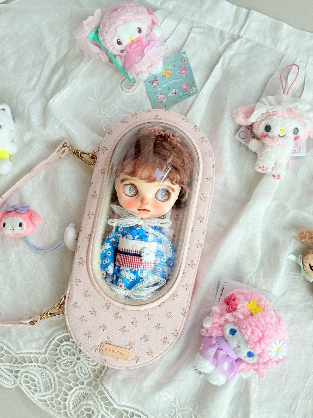 Handmade Doll Carrier Bag Floral Window