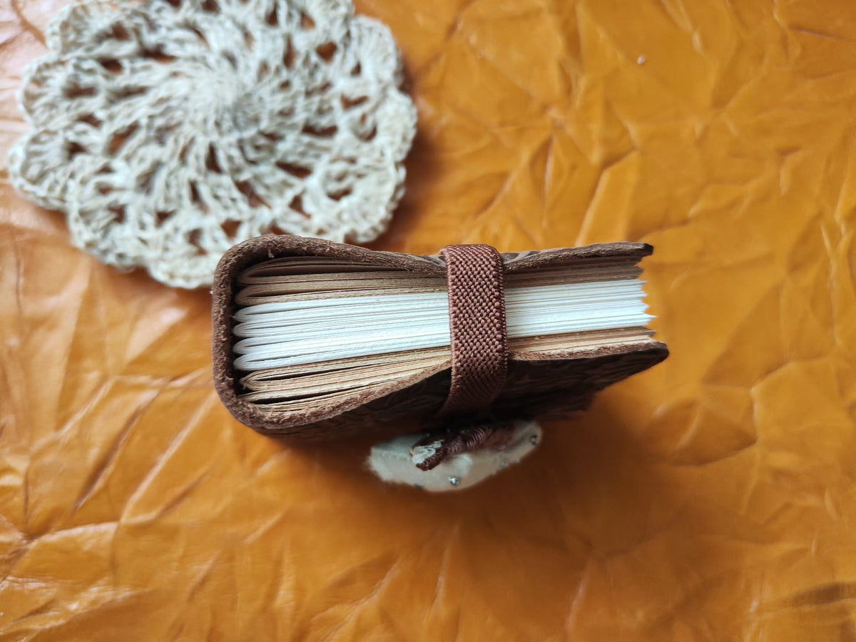 Leather Floral Arabesque Mini Journal