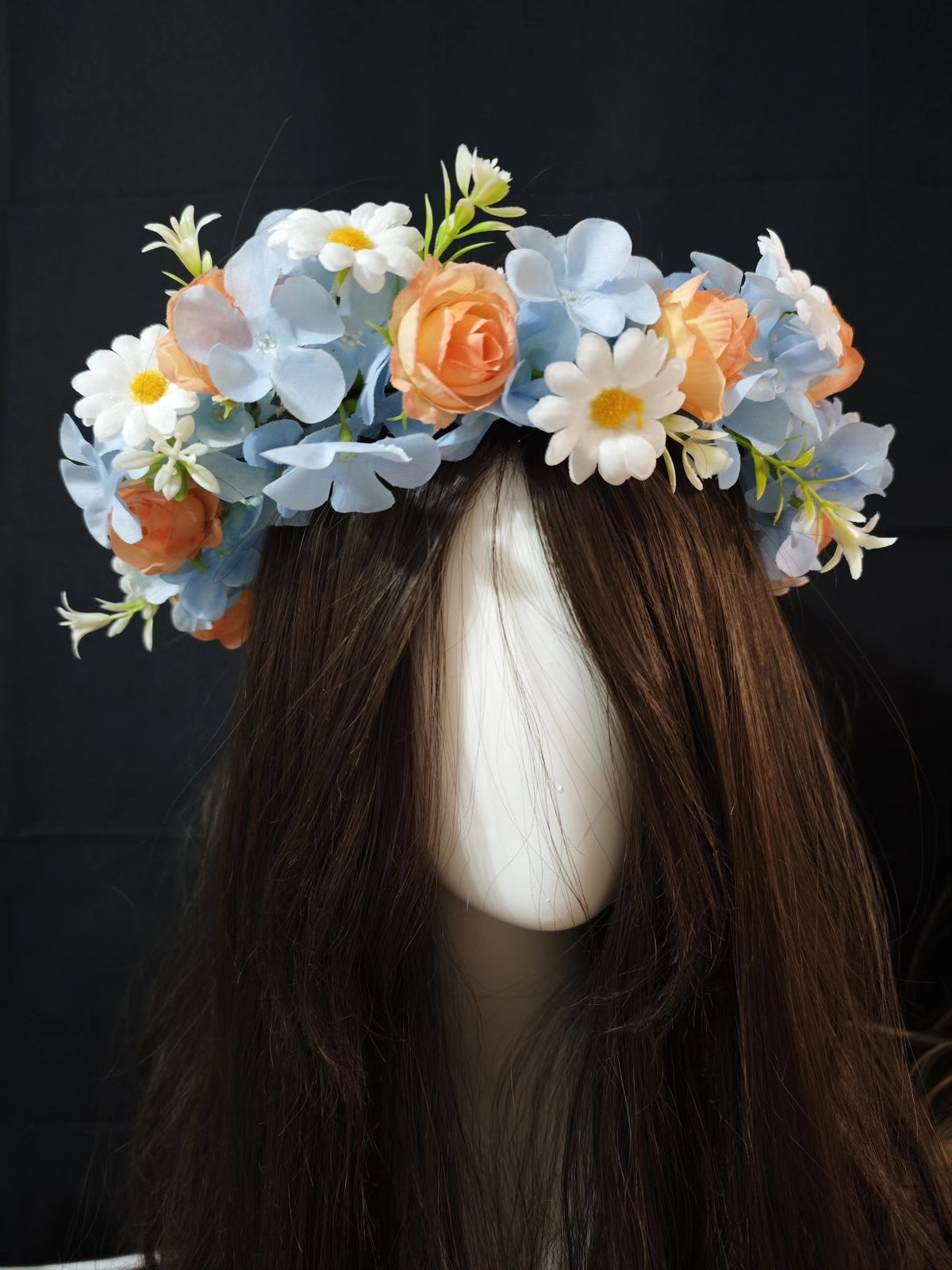 Peach Rose Floral Head Wreath