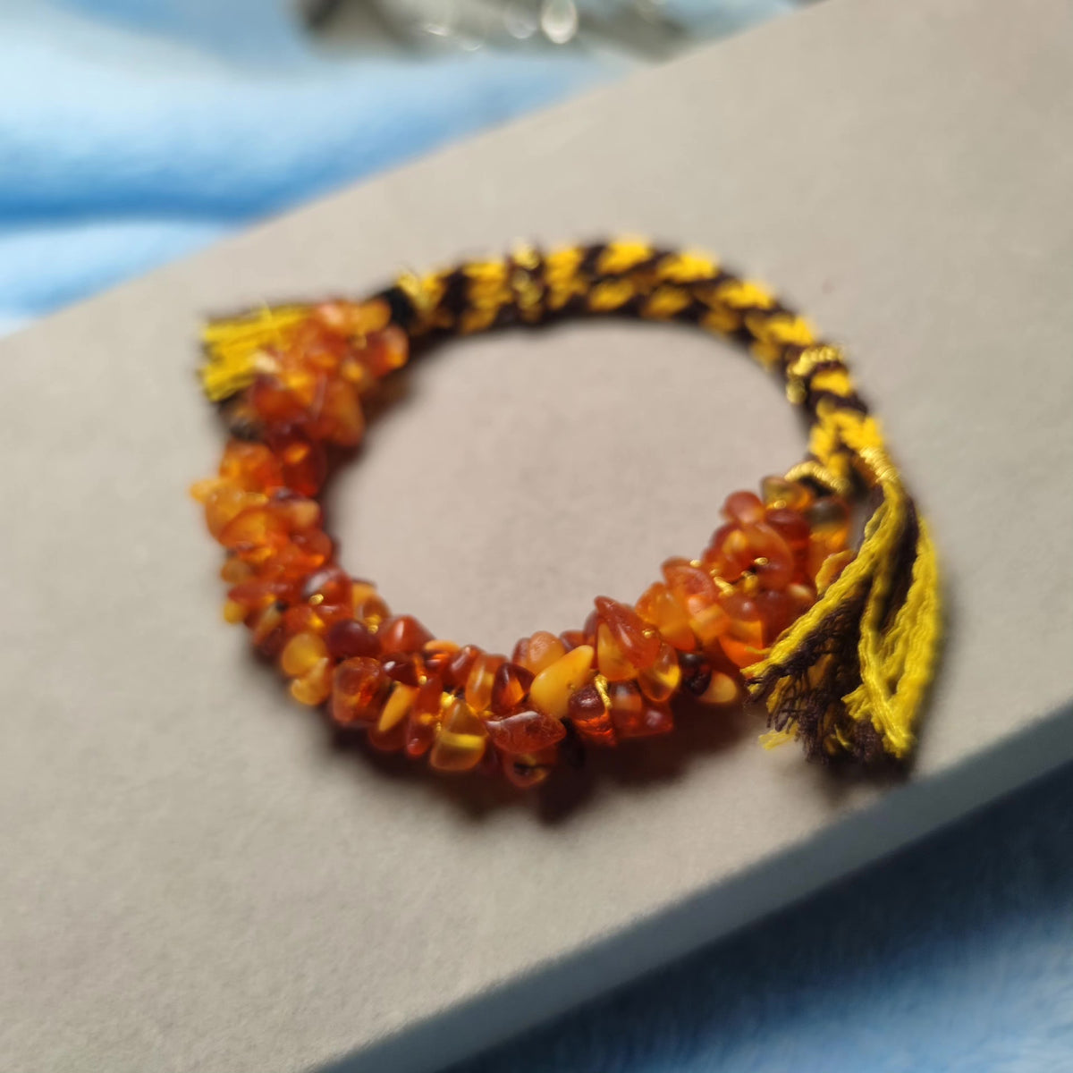 Amber Beeswax Braided Soft Bracelet