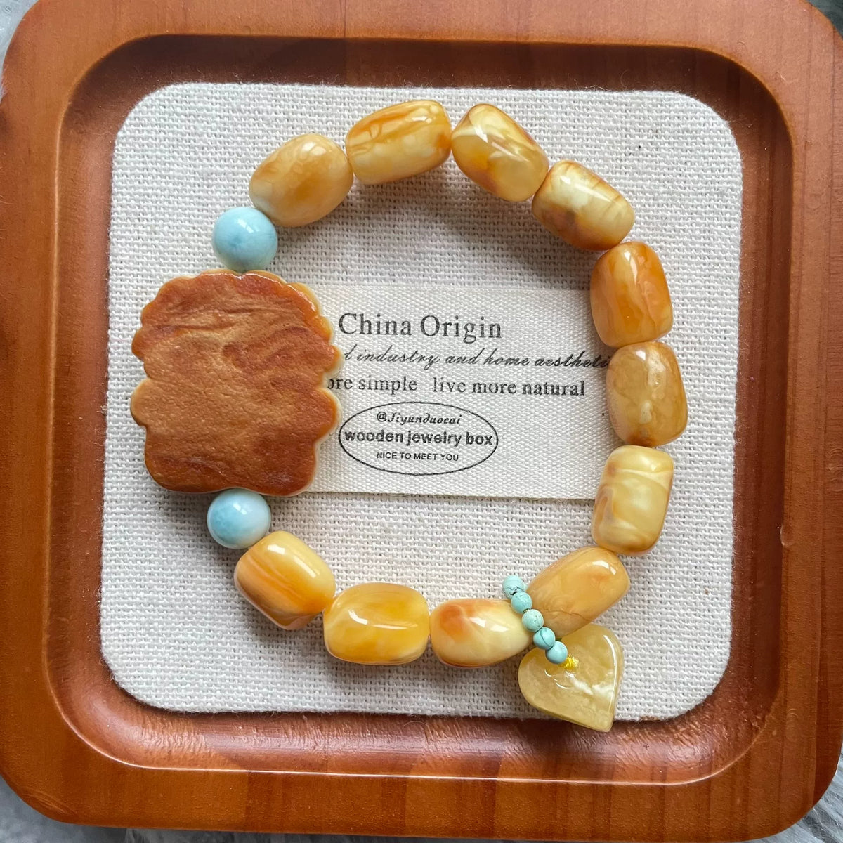 Natural Beeswax Amber Lamb Bracelet