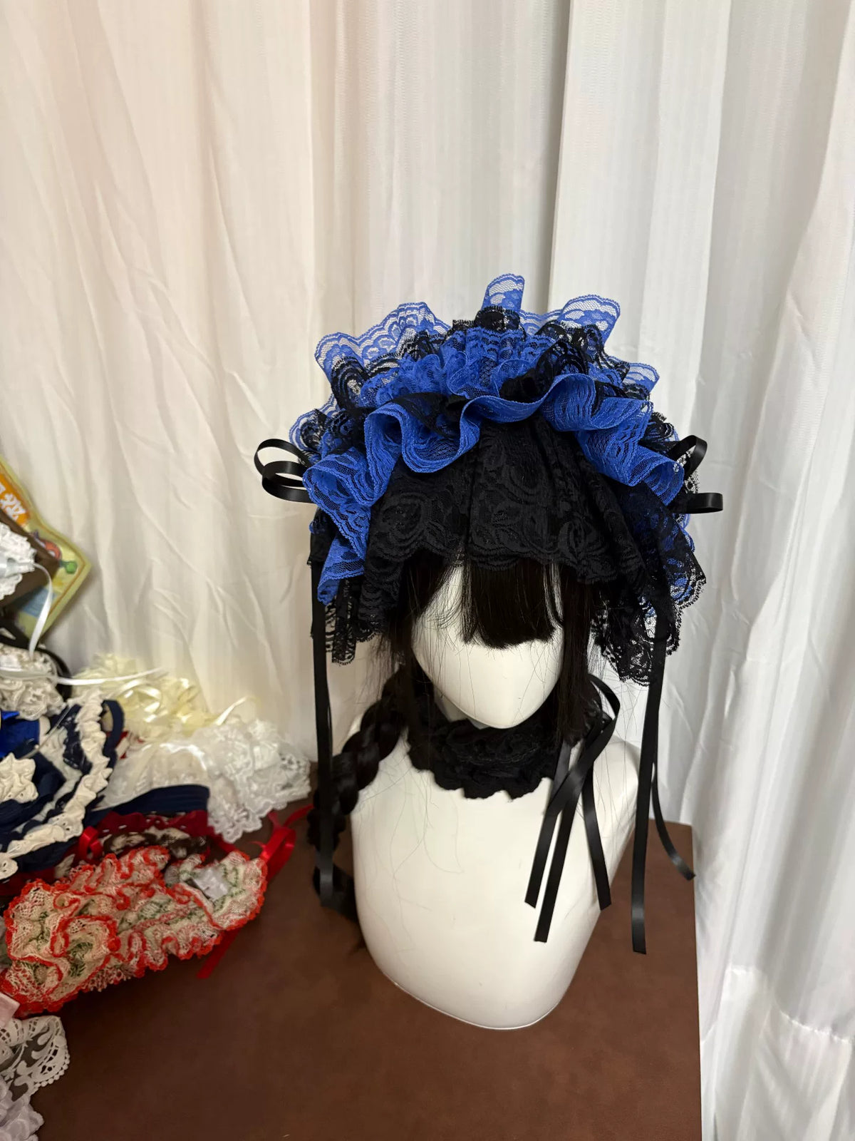 Black Blue Lace Gothic Lolita Headdress