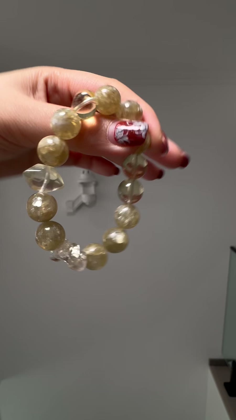 イエロークォーツ クリスタル ビーズブレスレット 13mm