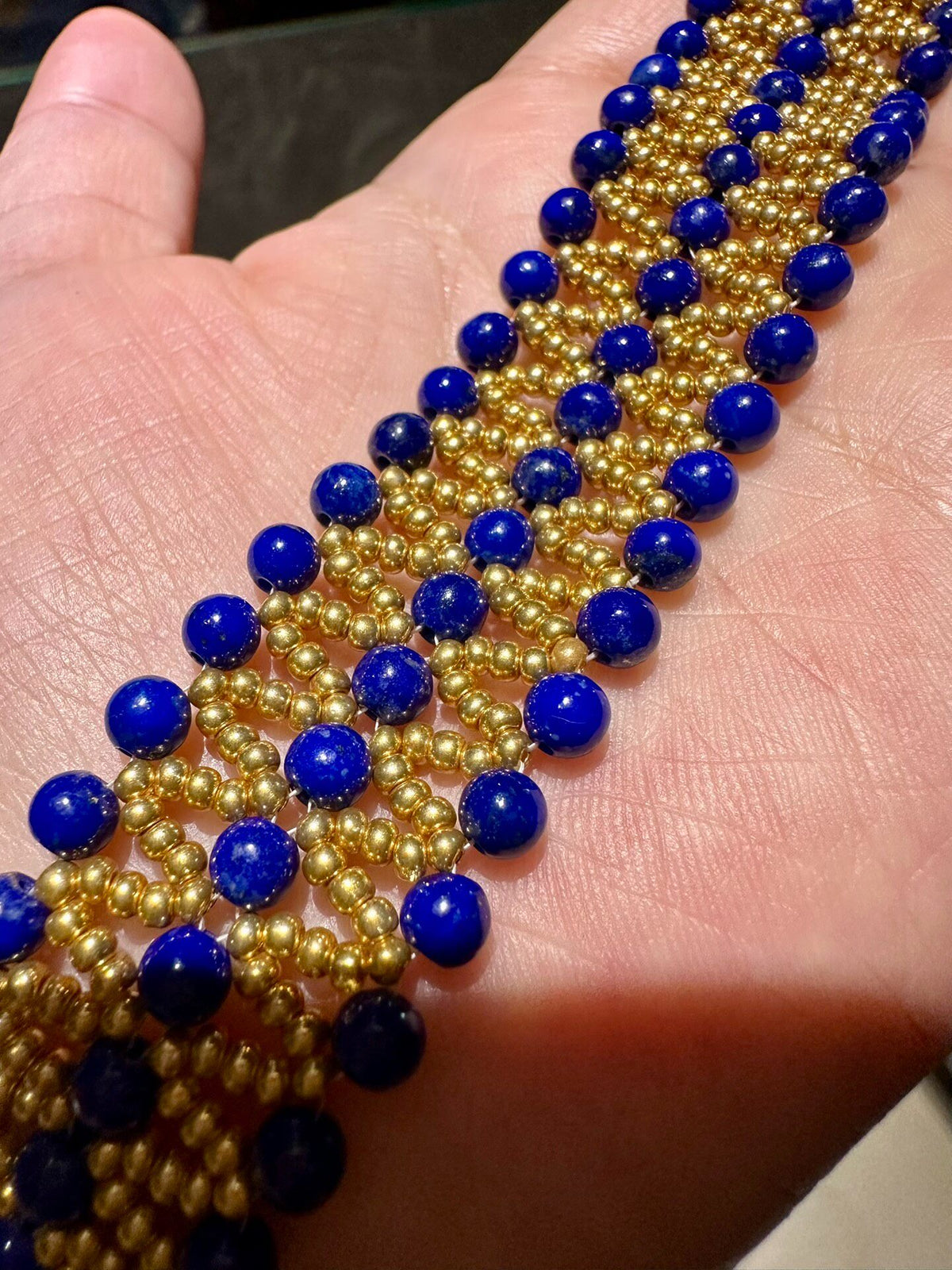 Bracelet en perles de lapis-lazuli à double couche
