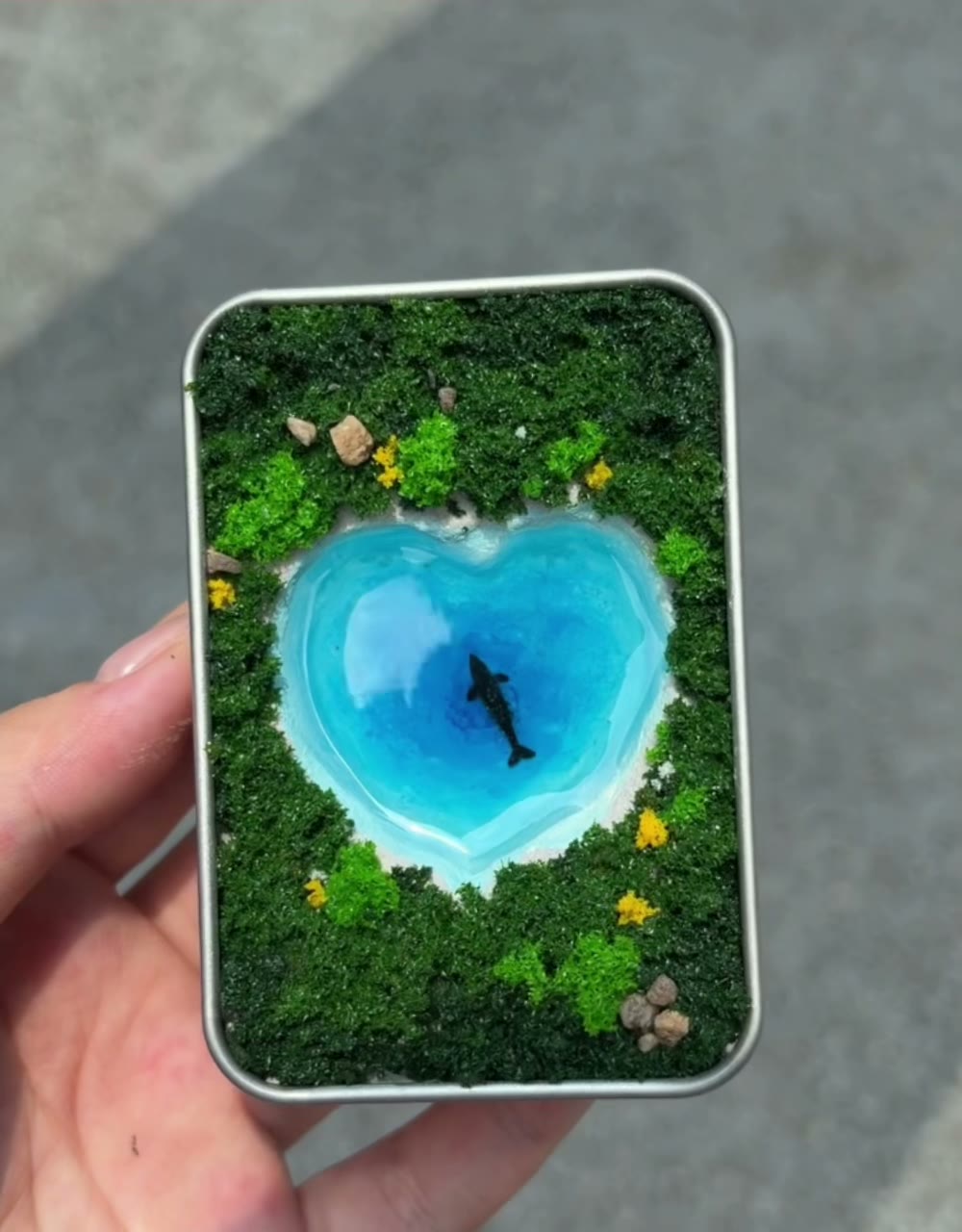 Metal Diorama Box with Whale Scene