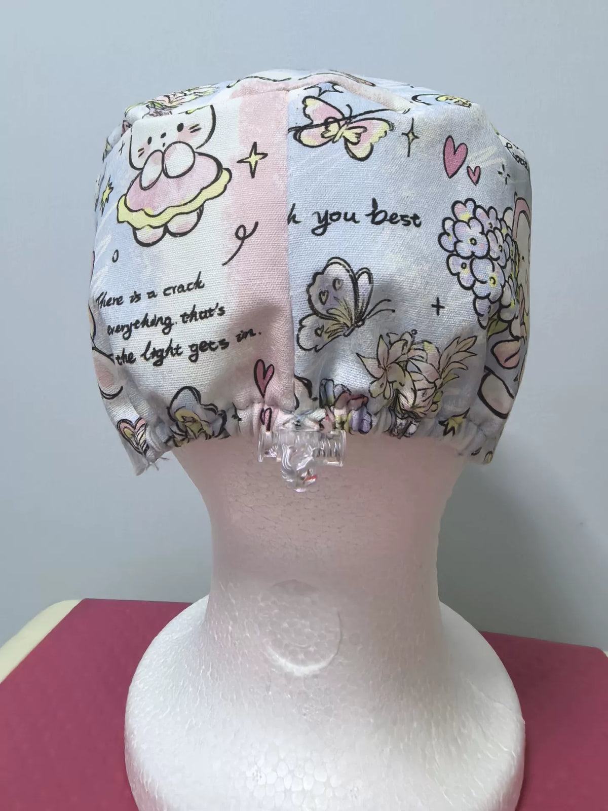 Gorro Cirúrgico de Algodão com Estampa de Gato Pastel