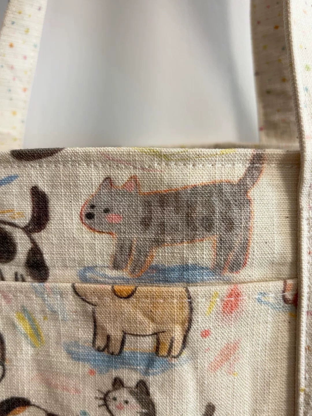Handmade Cat Dog Woven Small Tote Bag